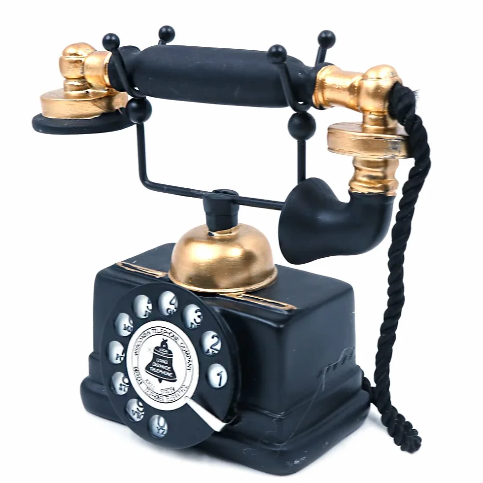 Retro kreatywny antyczny telefon dekoracyjny z żywicy numeracja do dekoracji kawiarni, baru, okna, akcesoria do wystroju domu (czarny)