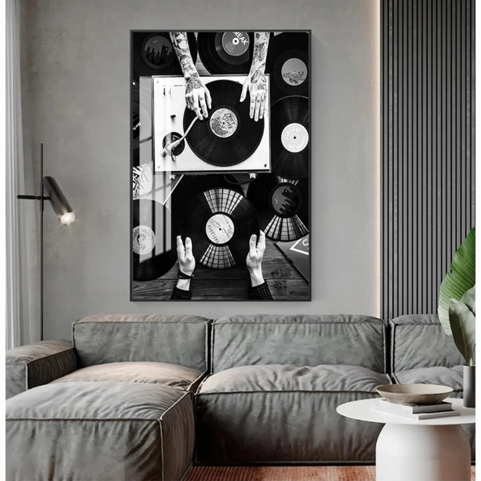 LZJAGXX Czarno-biały obraz ścienny w stylu vintage dekoracja salonu miłośnicy płyt winylowych obraz na płótnie skandynawski plakaty i druki, struktura 30x40 cm