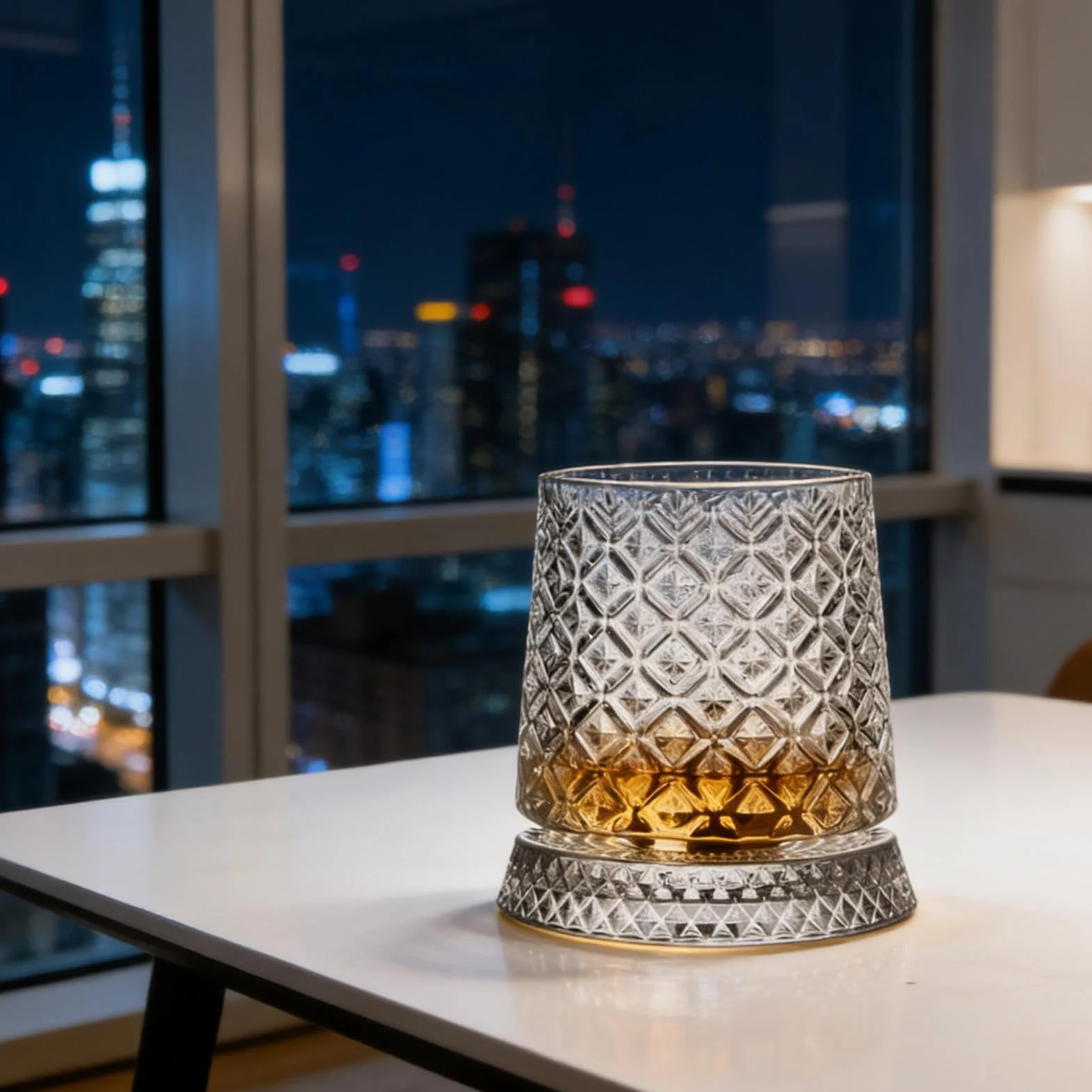 Genérico Zestaw szklanek do whisky z obrotowym designem | Stylowy bar z podstawkami w zestawie - do koktajli i kawy Bourbon - dla mężczyzn, taty, dziadka, męża, syna i