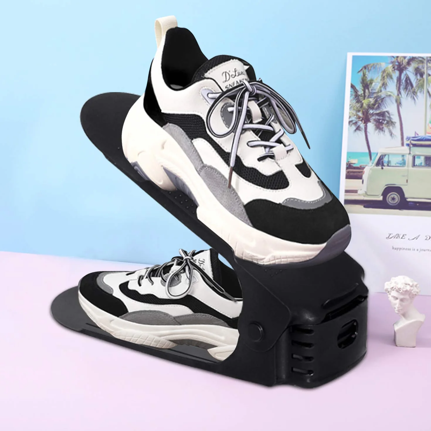 Regulowany regał na buty 3 poziomy antypoślizgowy organizer czarny 20 sztuk