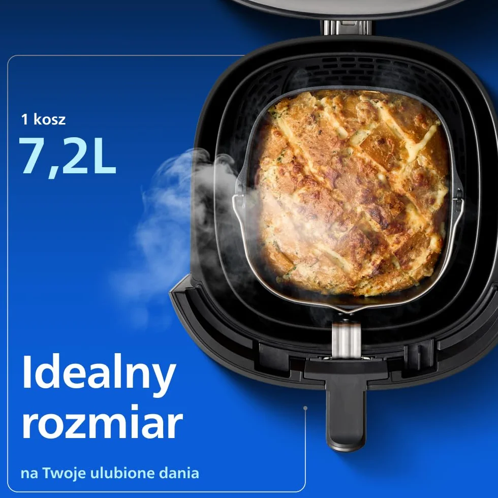 Philips Ovi z parą - Steamfry, Gotowanie na parze i Airfry - 21 sposobów gotowania; Pojemność 7,2 l, Technologia RapidAir, Okienko, Powłoka ceramiczna, Automat. czyszczenie parą (NA540/00)