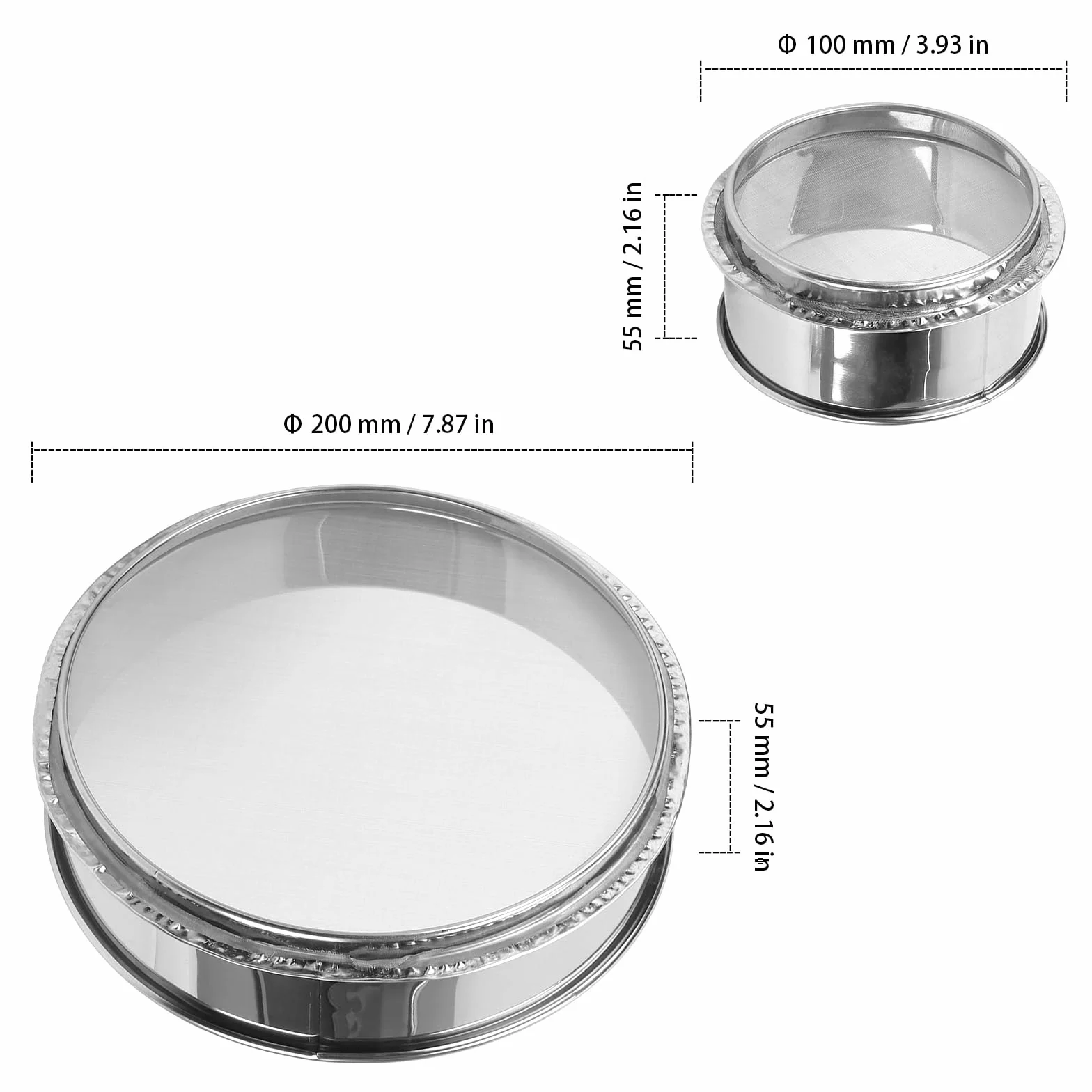 2 sztuki zestaw sitek ze stali nierdzewnej, 20 cm i 10 cm, sitko do m?ki ze stali nierdzewnej, 120 i 80 mesh, sitko do pieczenia i kuchni