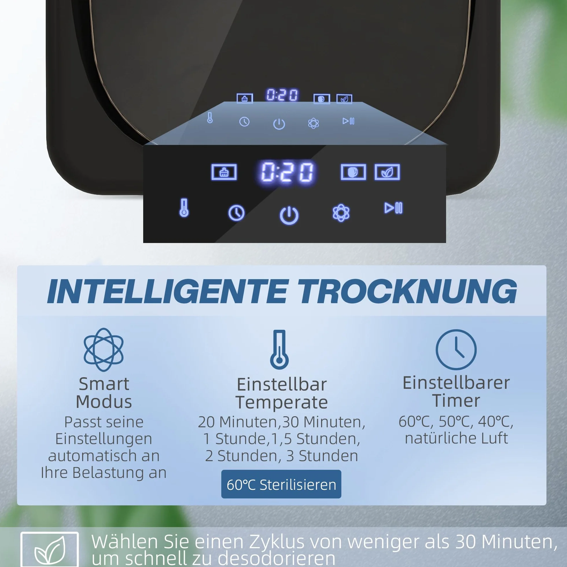 HOMCOM Mini suszarka do ubrań z 6 programami, ekran dotykowy LED, 4 kg do 60°C, 800W, wolnostojąca, do montażu na ścianie, suszarka odprowadzająca z zabezpieczeniem przed przegrzaniem, suszarka