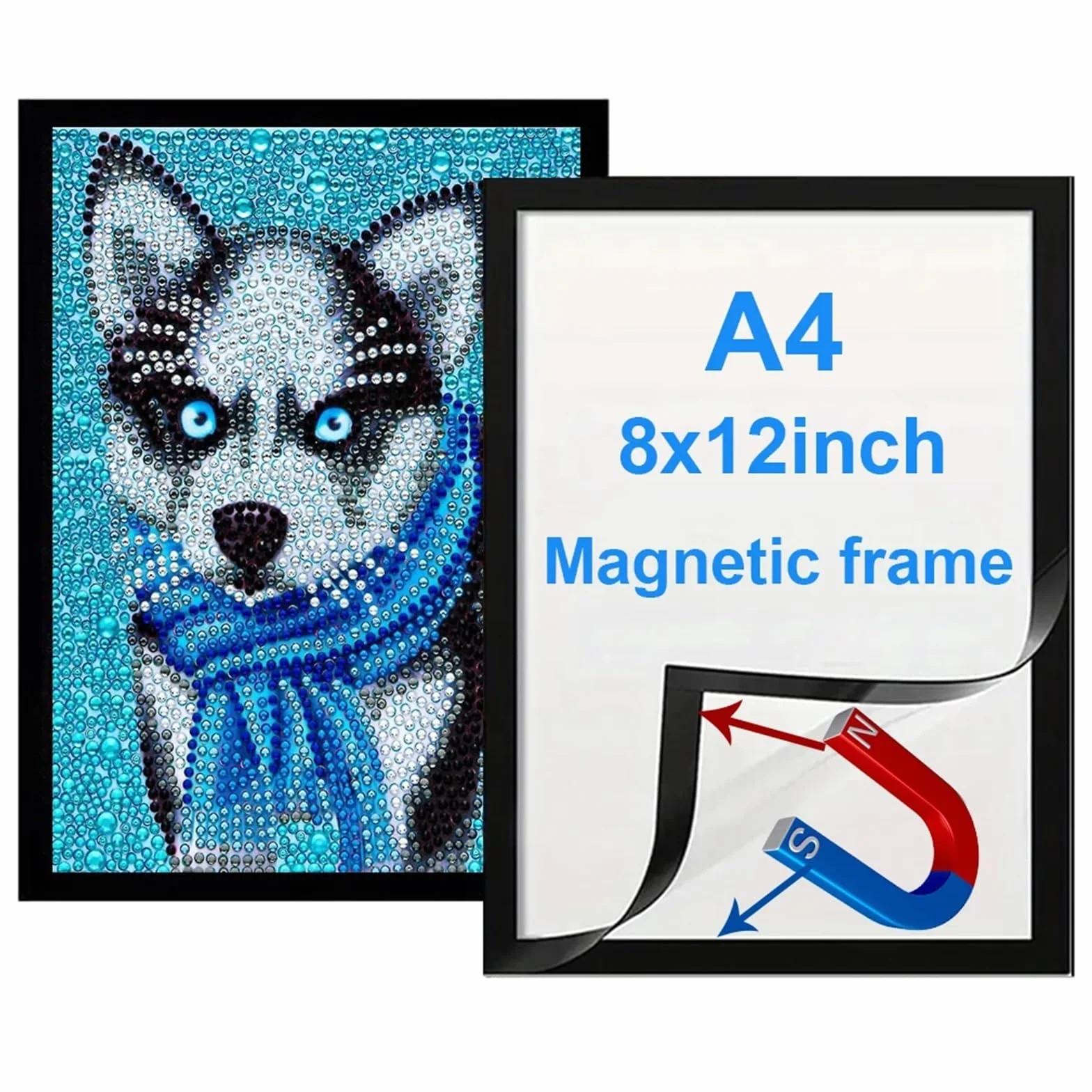 Magnetyczna ramka na zdjęcia, 8x12 cali A4 Certyfikat Nagrody Gumowe Ramki Magnetyczne Miękkie Samoprzylepne Malowanie Do Prezentowania Obrazów(Black 10pcs)