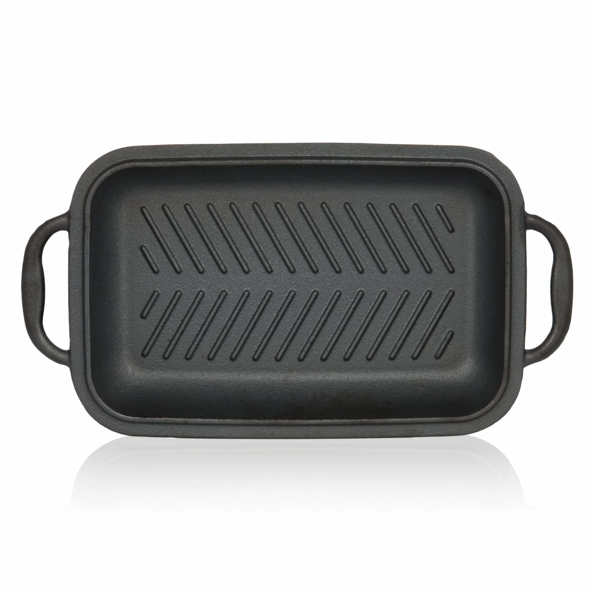 BBQ-Toro Żeliwna brytfanna z pokrywką 4,5 l | 2 w 1 – patelnia żeliwna + garnek do duszenia | forma do pieczenia chleba z pokrywką | żeliwna forma do pieczenia, duża, prostokątna, patelnia do grilla,