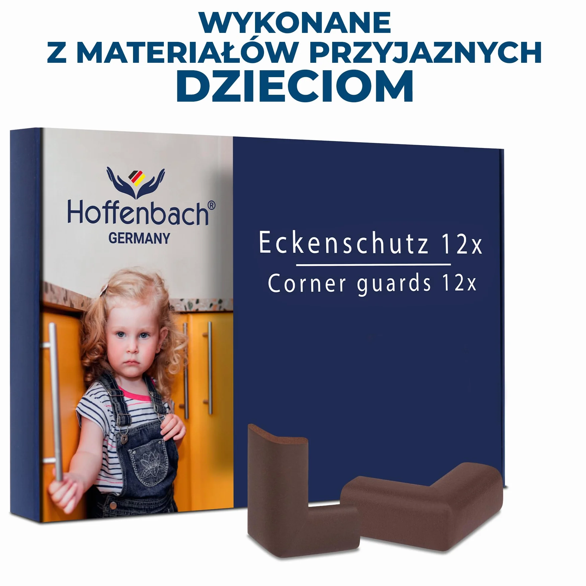 Hoffenbach 12x Ochrona Narożników dla Dzieci – Zabezpieczenie dla Niemowląt i Dzieci – Samoprzylepna Ochrona Krawędzi Stołu i Mebli, Miękkie Narożniki dla Bezpieczeństwa w Domu – Brązowy
