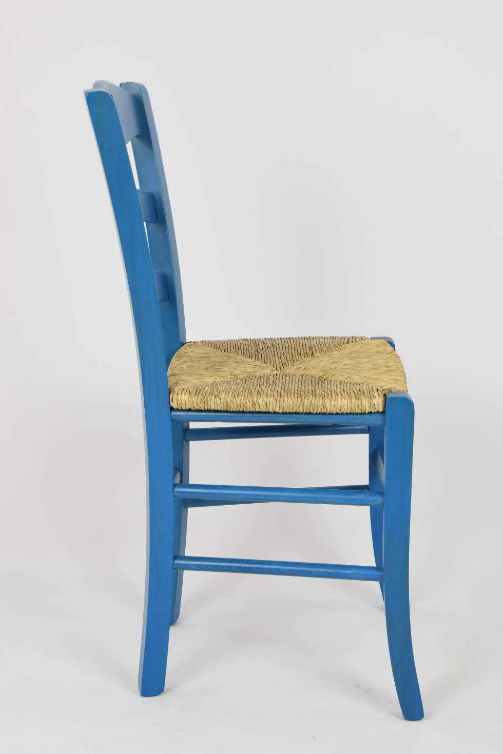 t m c s Tommychairs - estaw 1 krzesła CUORE, struktura z drewna bukowego w kolorze niebieskiej aniliny i siedzisko ze słomy