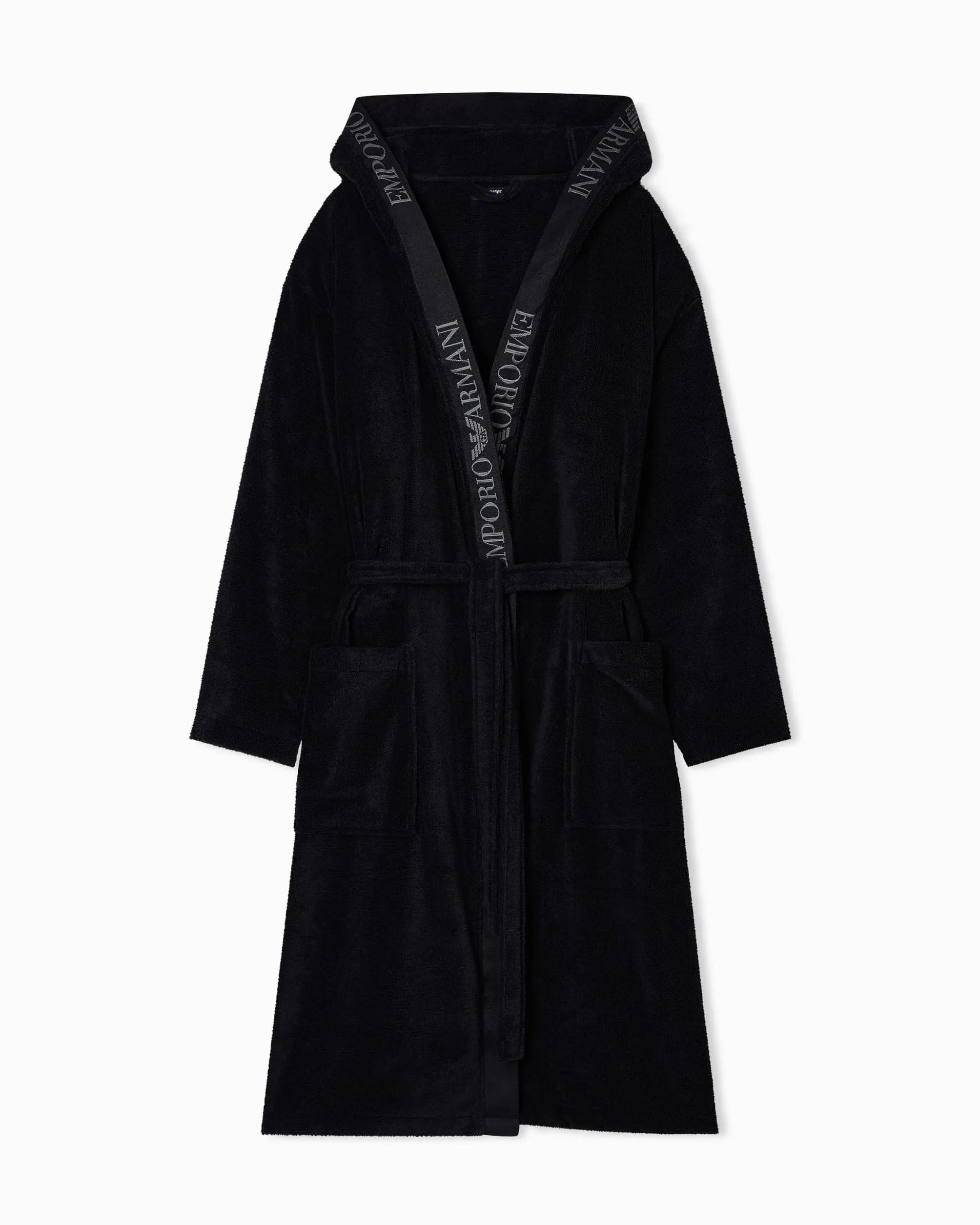 EMPORIO ARMANI Szlafrok męski z gąbką, czarny, L, Czarny, L