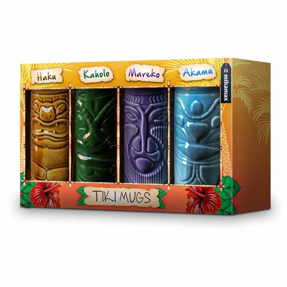 Mikamax Tiki Mugs - Kubki Tiki - Kubki Koktajlowe - Kieliszki do Koktajli - Kubki Ceramiczne - Kubki Barowe - Kieliszki Imprezowe - Kompletny Zestaw