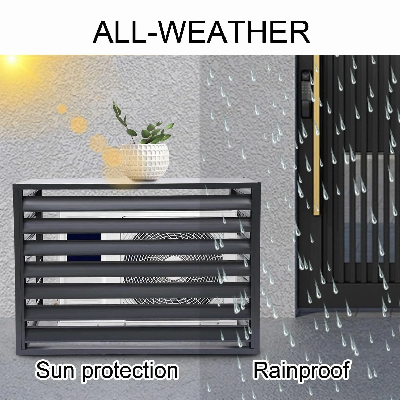 Zewnętrzna aluminiowa osłona klimatyzatora, ochrona przed kradzieżą, panel ogrodzeniowy do klimatyzatorów i pojemników na śmieci, izolacja zwierząt, ochrona liści, ochrona przed kradzieżą (szara, 100