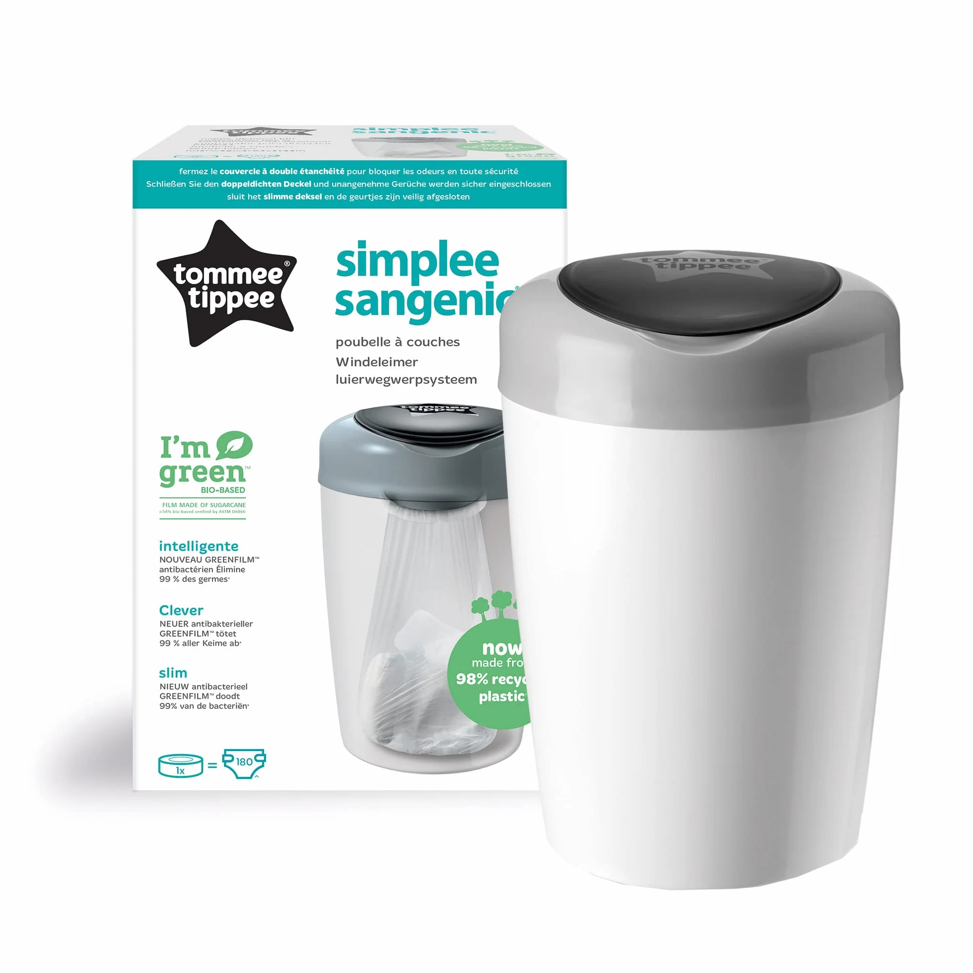 Tommee Tippee Simplee Sangenic kosz na pieluchy, szary