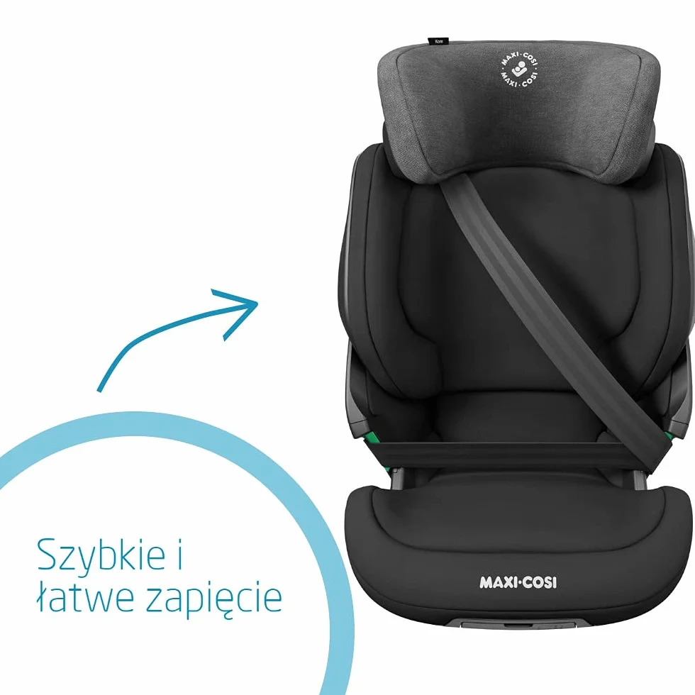 Maxi-Cosi Kore i-Size Fotelik samochodowy, 3,5–12 lat, 100–150 cm, ISOFIX Fotelik dla dziecka, Regulacja wysokości/szerokości, System ochrony bocznej Plus, Szybkie i łatwe zapięcie, Authentic Black