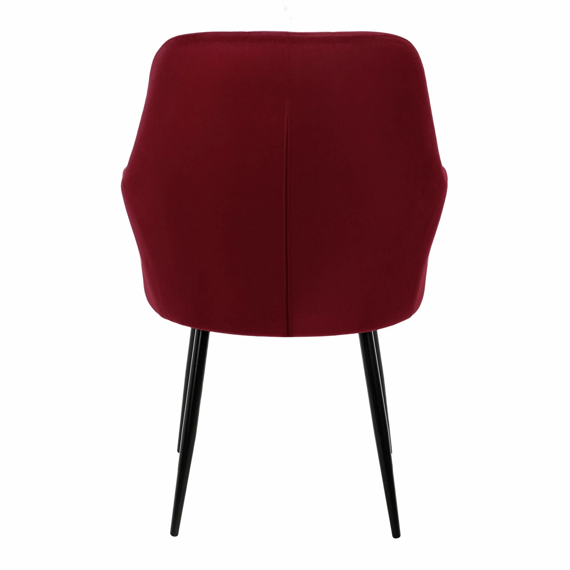 ECD Germany Zestaw 2 krzesel do jadalni Krzeslo do jadalni z oparciem i podlokietnikami Bordeaux Velvet Seat Metalowe nogi Krzesla kuchenne Krzesla do salonu Krzesla tapicerowane Krzesla Fotele