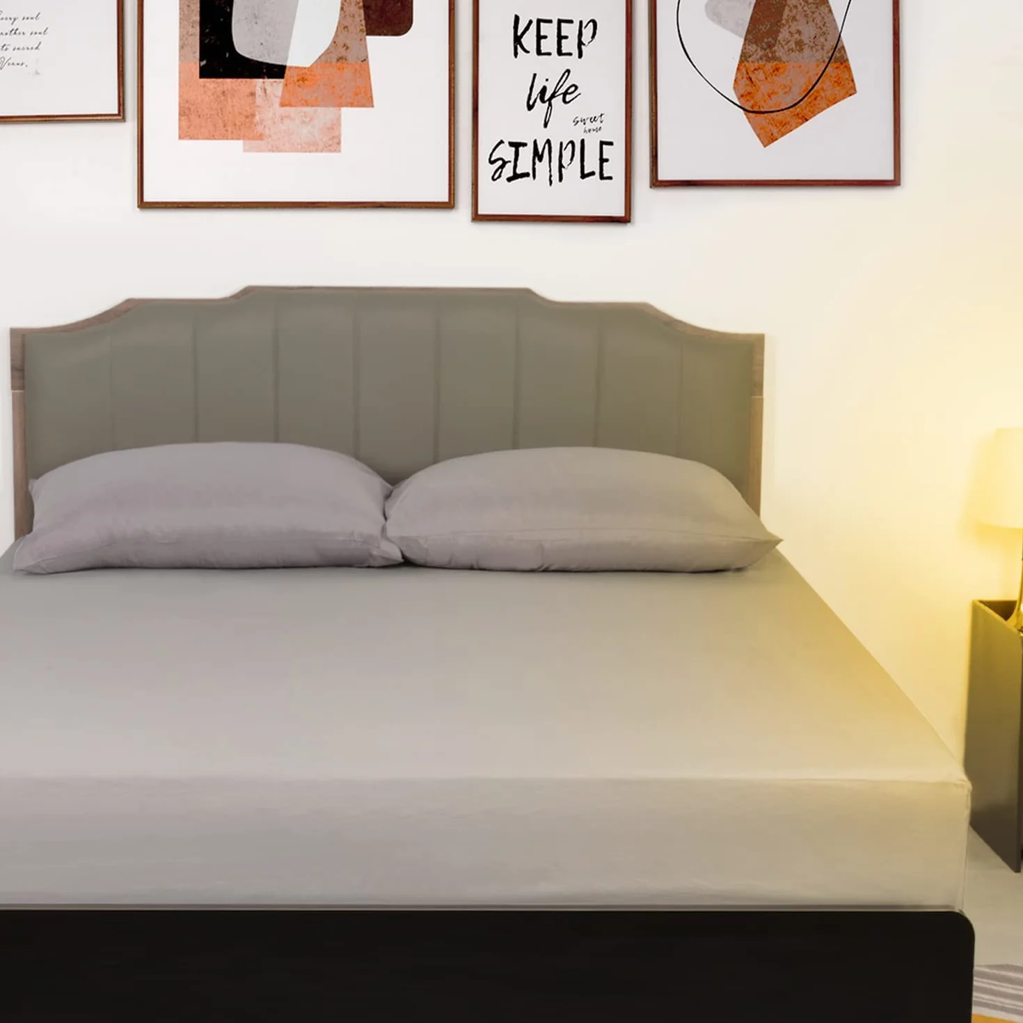 Lirex Prześcieradło z gumką, 180 x 200 cm, 100% bawełna 300 nici miękkie oddychające prześcieradło z gumką, ciemnoszare