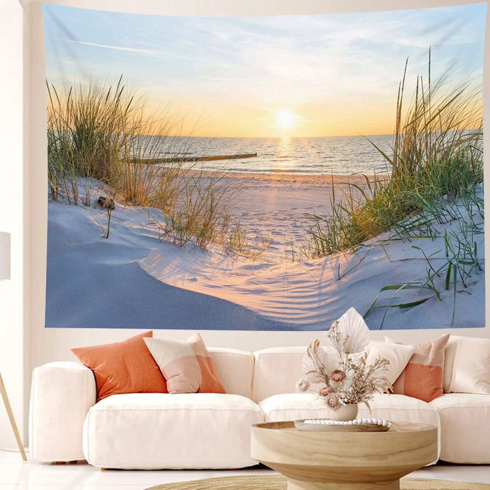 Gobeliny Tropikalna Plaża Zachód Słońca 200x150cm Dekoracja ścienna