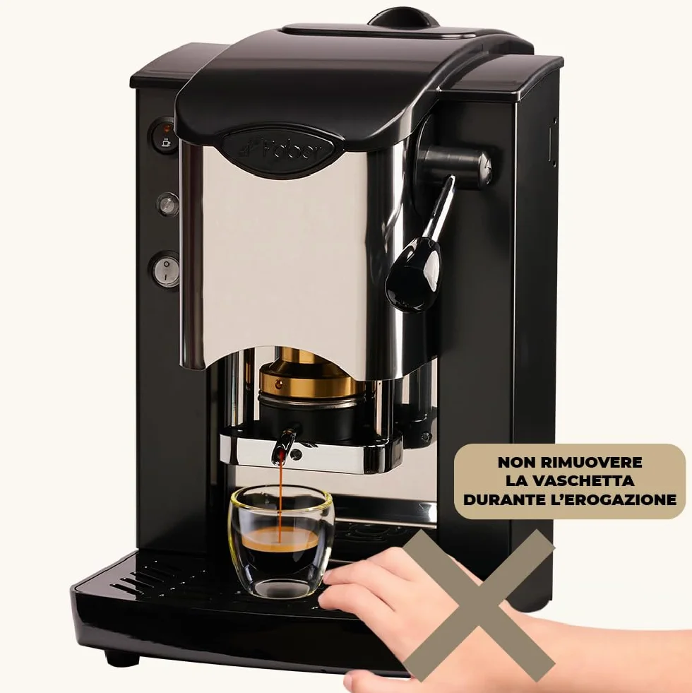 FABER COFFEE MACHINES | Model z wbudowanym gniazdem ze stali nierdzewnej | Ekspres do kawy 44 mm | Kolor czarny z tworzywa sztucznego Burgundowy | Mosiężna prasa do kapsułek (czarny/czarny)