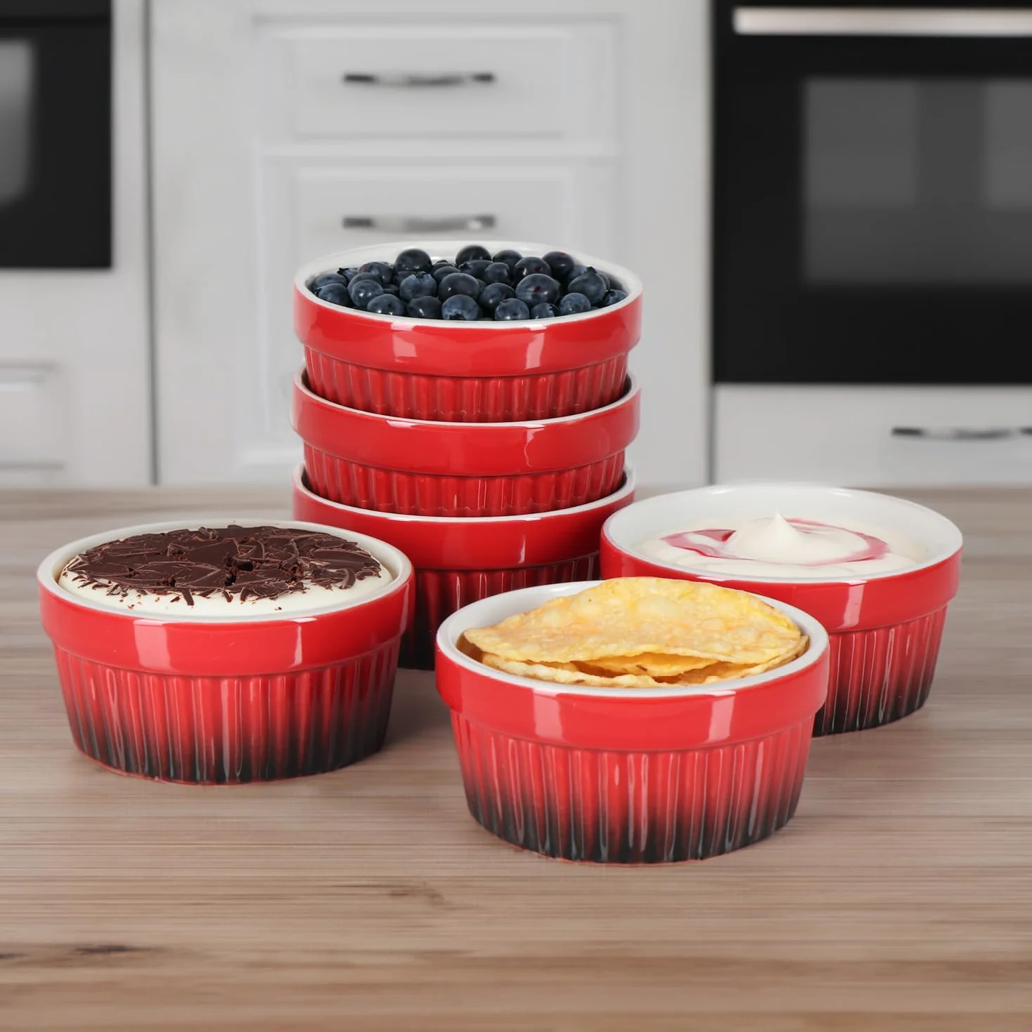 com-four foremki do pieczenia Ragout Fin miska deserowa 185 ml czerwony