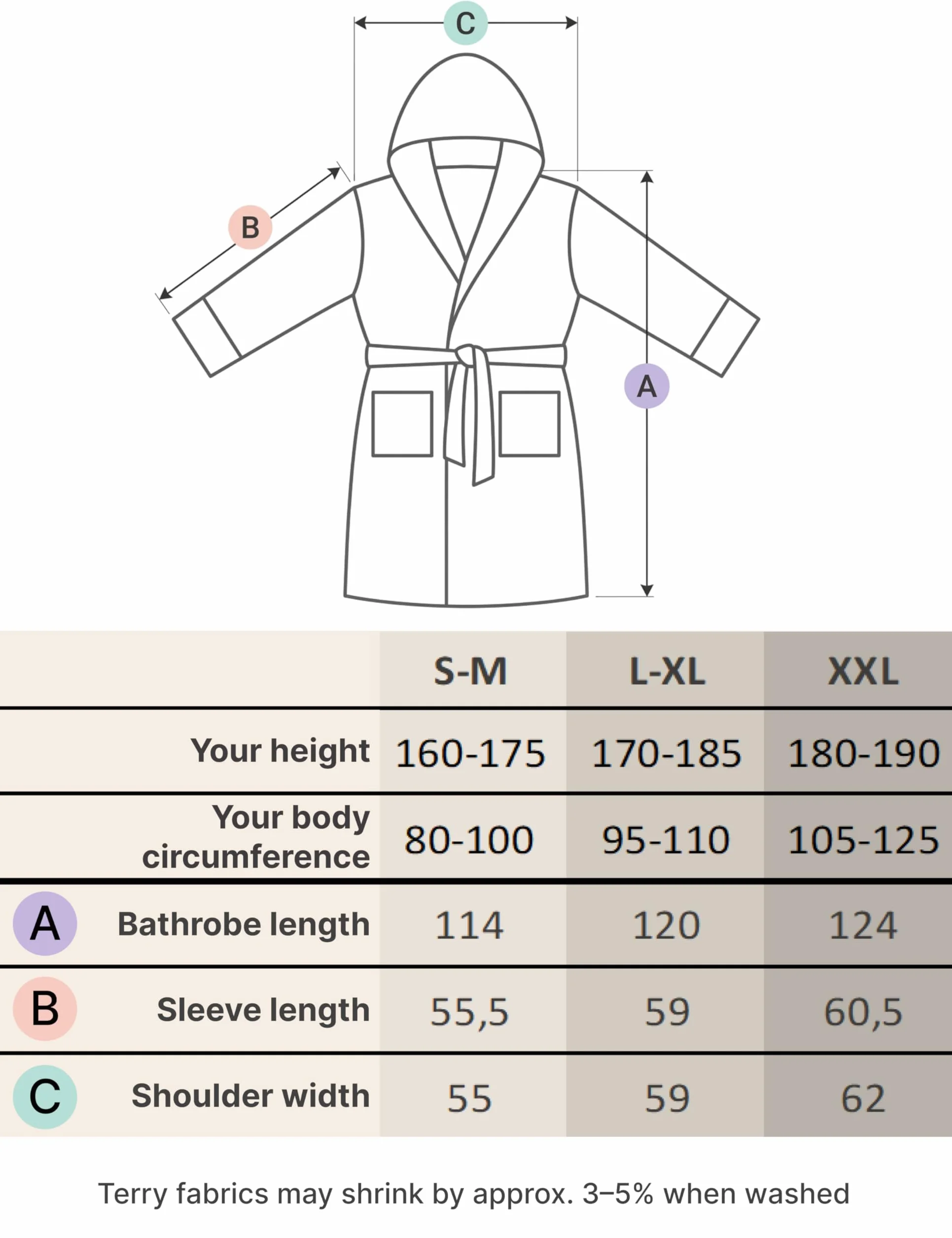Szlafrok Damski z Kapturem 100% Bawełna Frotte 380 g/m² – Długość do Łydki, Rozmiary S–XXL