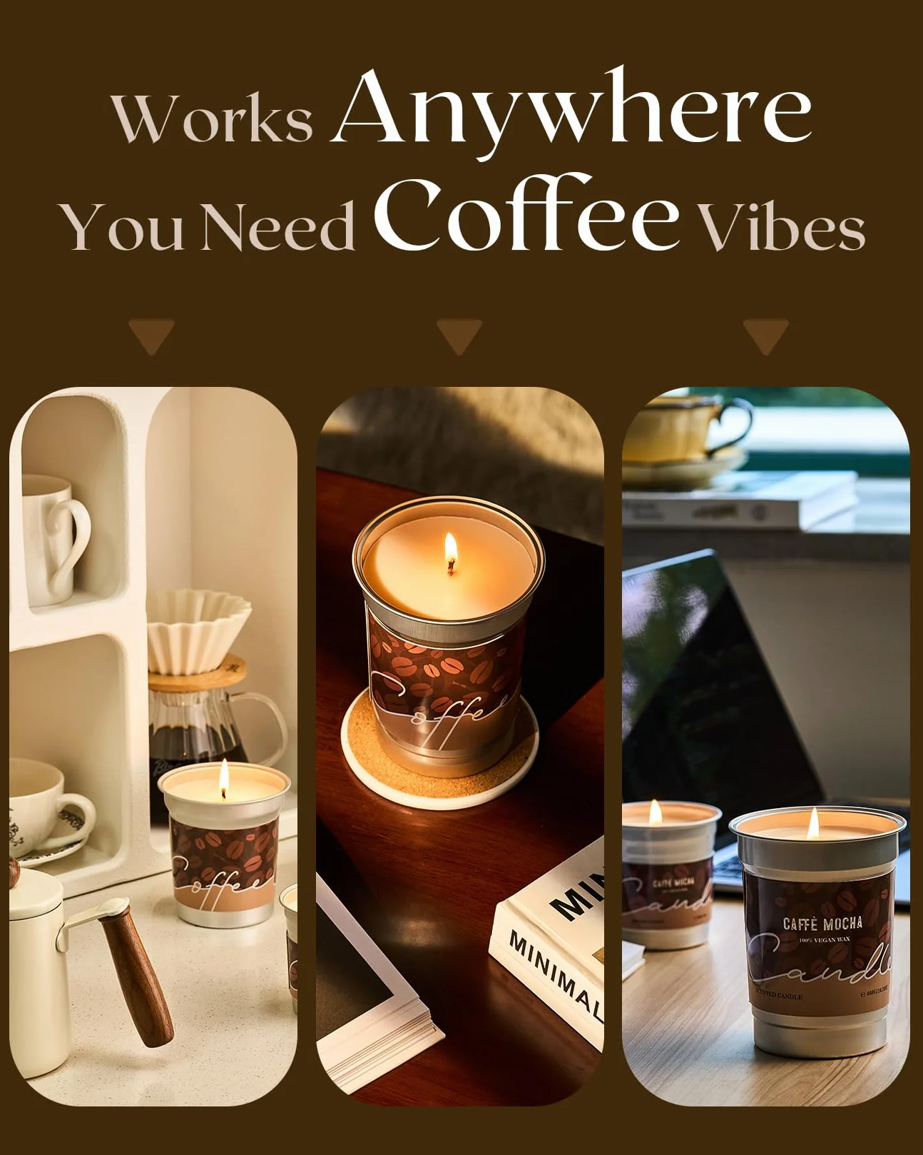 M&SENSE Świeca zapachowa z aromatem kawy 460g, zapach kokosowego latte, 99 godzin długotrwałego palenia, mocno pachnące świece, świeca z wosku sojowego do sypialni, kuchni, dekoracji domu, zimowe