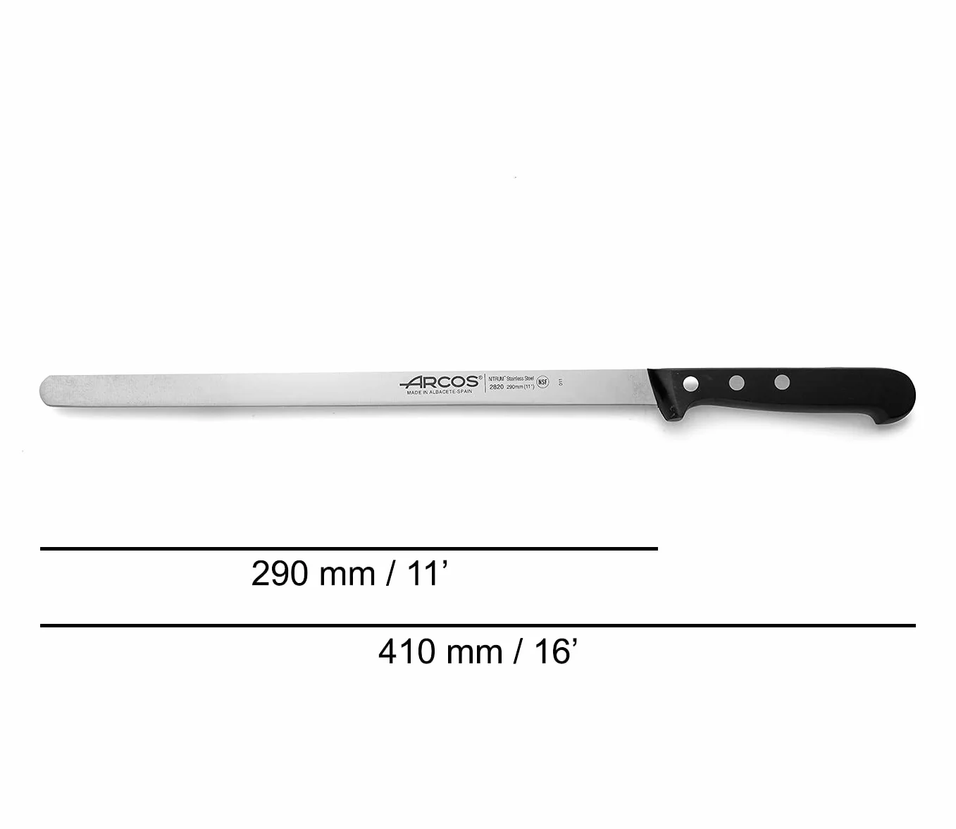 Arcos Seria Universal nóż do krojenia szynki stal szlachetna nitrowa 290 mm uchwyt POM czarny