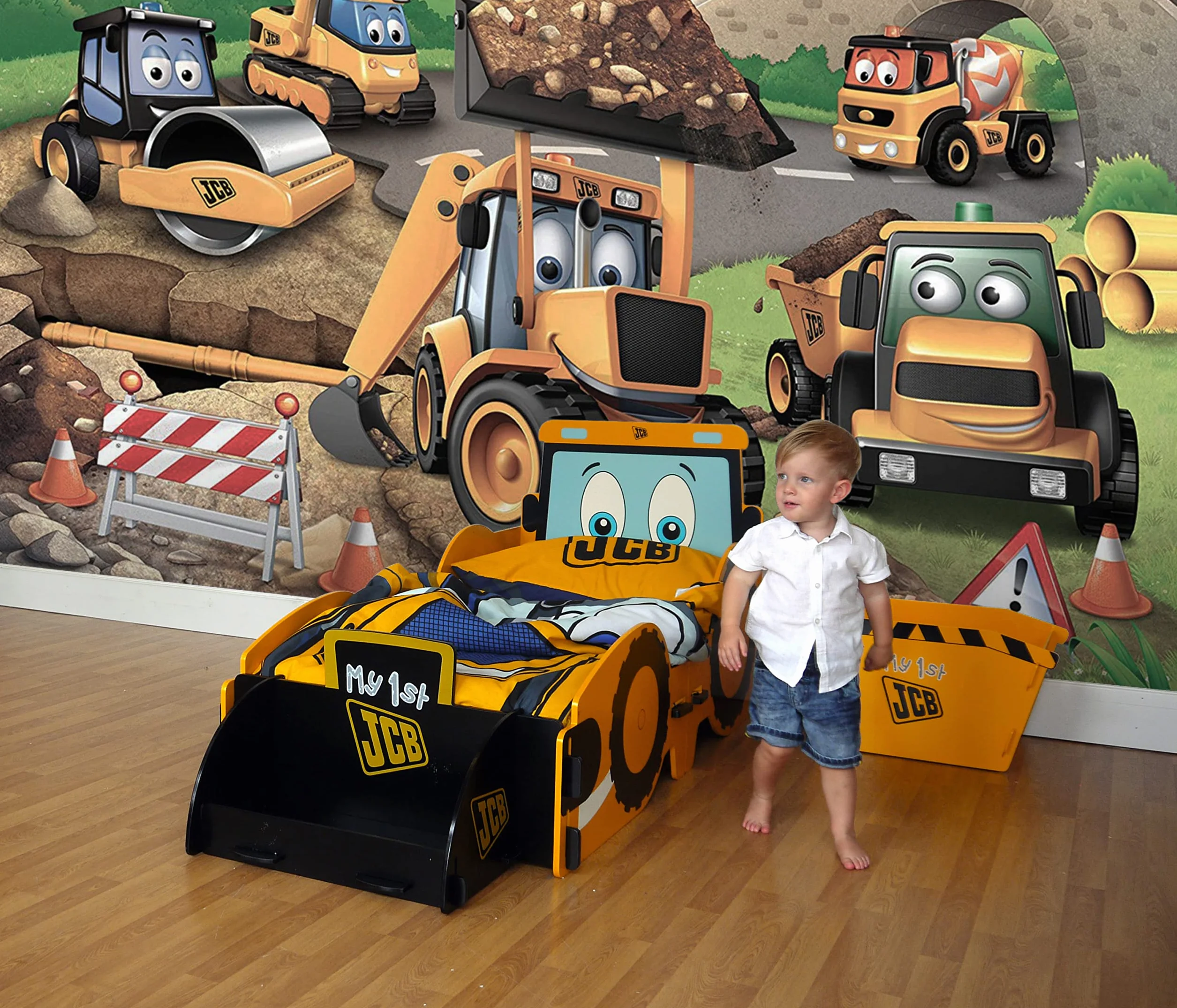 Kidsaw JCB JCB JCB łóżko dla dzieci - rama łóżka dla dzieci i małych dzieci - meble do sypialni dla juniorów - kolor pomarańczowy