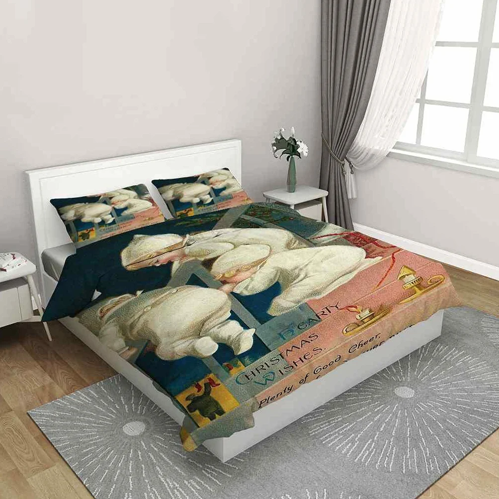 Poszewka na kołdrę Super King 260 x 220 cm nadruk 3D biały bożonarodzeniowy zestaw pościeli dla niemowląt ultramiękka mikrofibra pościel poszewka na kołdrę dla dorosłych podwójna poszwa na kołdrę z zamkiem błyskawicznym i 2 poszewki na poduszki