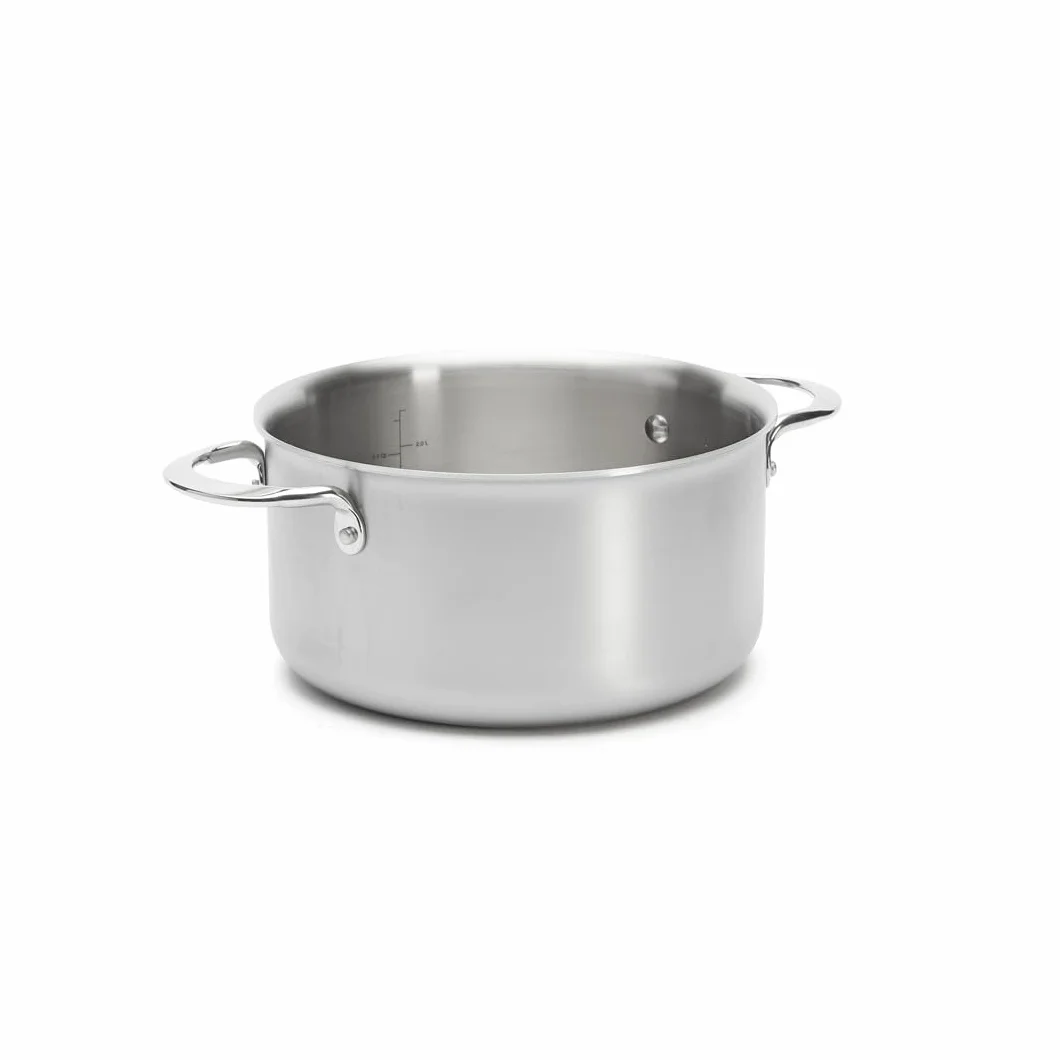 De Buyer - Palnik bez pokrywy ze stali nierdzewnej ALCHIMY 3 warstwy - 20 cm - Wyprodukowano we Francji, bez PFAS, mistrzostwo gotowania, stal nierdzewna 18/10, wszystkie palniki + piekarnik,