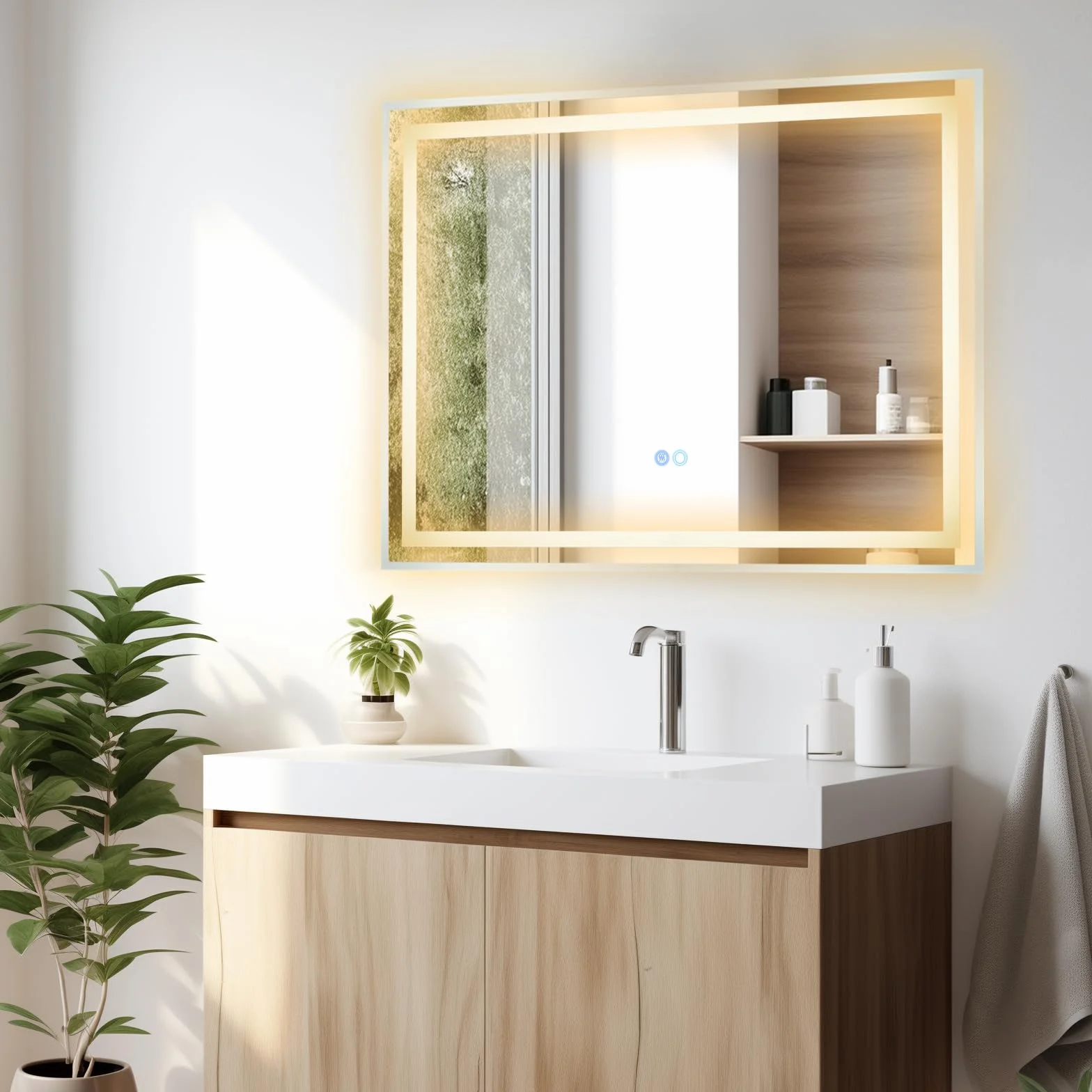COSTWAY Lustro łazienkowe LED 80x60 cm antyparowe ściemniane dotykowe pamięć