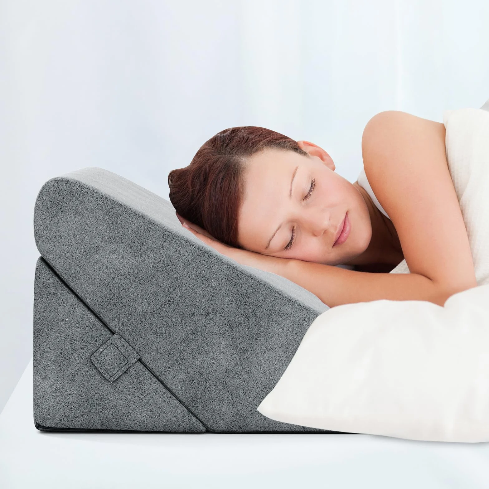 COSTWAY Poduszka klinowa z pianki memory foam, ergonomiczna do czytania i na nogi