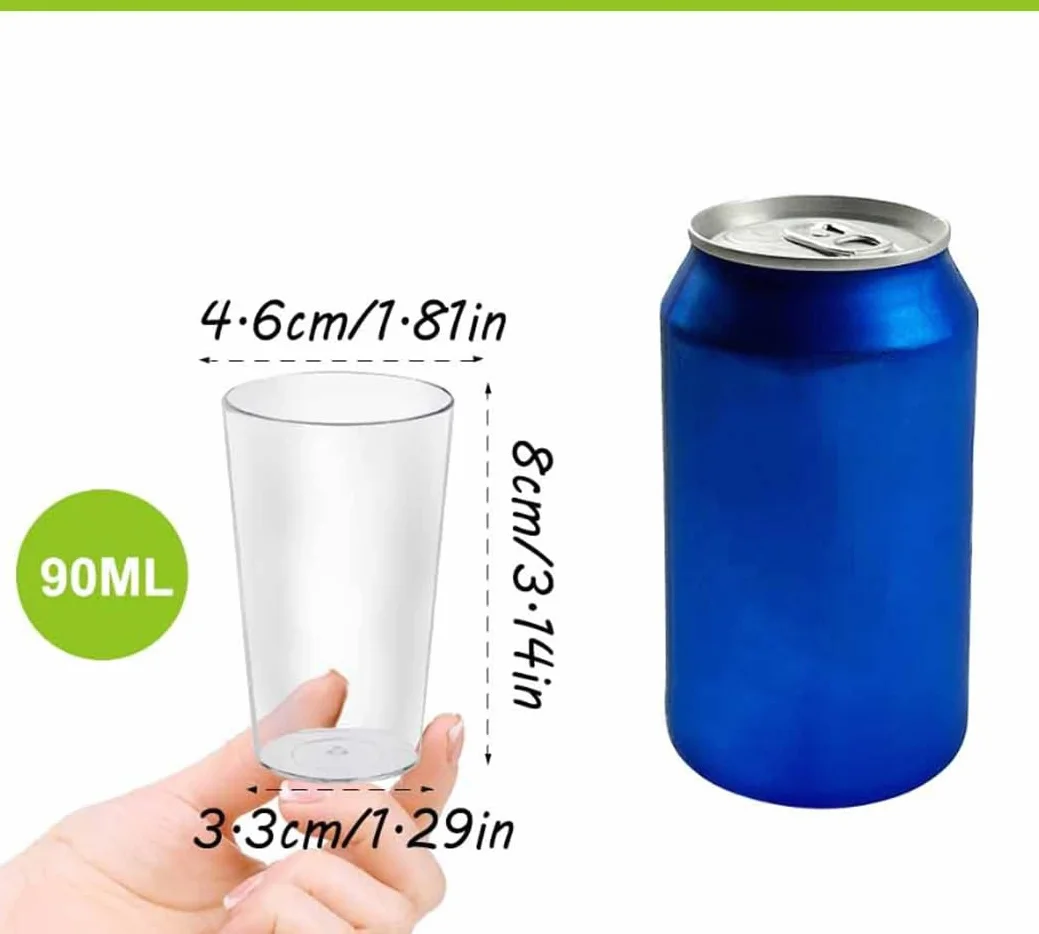 Finger Food, 50 szt. kubków z jedną porcją słodkich porcji, 90 ml, przezroczyste plastikowe kubki z 50 łyżkami, wielokrotnego użytku, do lodów, ciast, żelowych puddingów