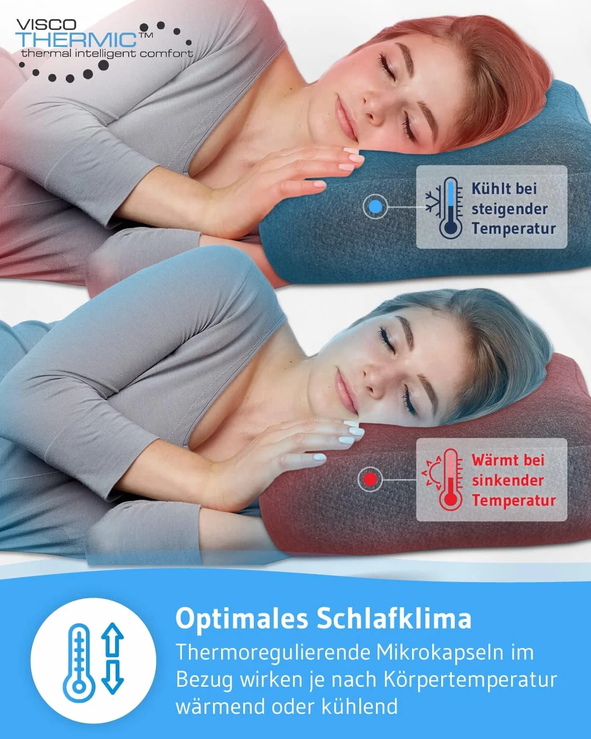 Poduszka na szyję Quickdry Recovery | Ergonomiczna poduszka z pamięcią kształtu z bambusowym węglem aktywnym, do spania z boku lub z tyłu, szybkoschnąca poszewka na poduszkę termoregulacyjną