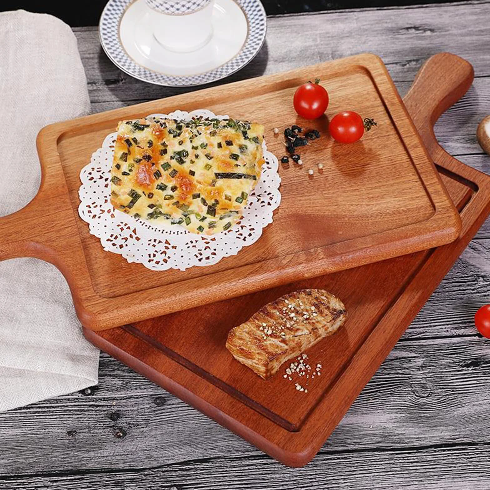 Tablica Restauracyjna, Kreatywny Talerz Jadalny Z Uchwytem, zastawa Stołowa Na Urodziny Karnawałowa Impreza święta Dziękczynienia, Drewno/łatwa Opieka, 40,5 Cm(Size:40.5 * 20.5 * 2CM,Color:A)