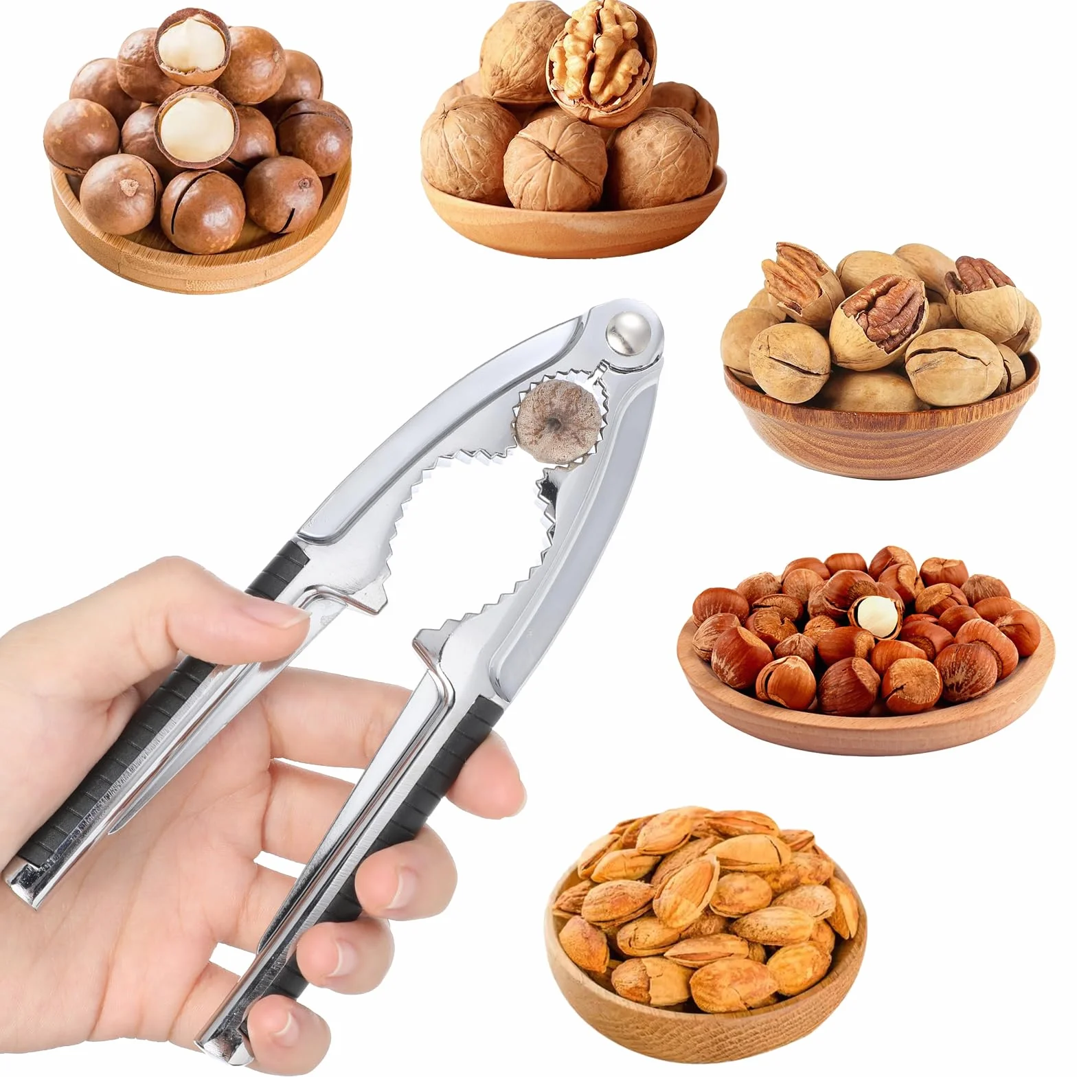 Tyqour Łuskacz do orzechów włoskich Nutcracker metalowy łuskacz do orzechów włoskich z antypoślizgowym uchwytem łuskacz do orzechów łuskacz do orzechów laskowych łuskacz do orzechów włoskich do