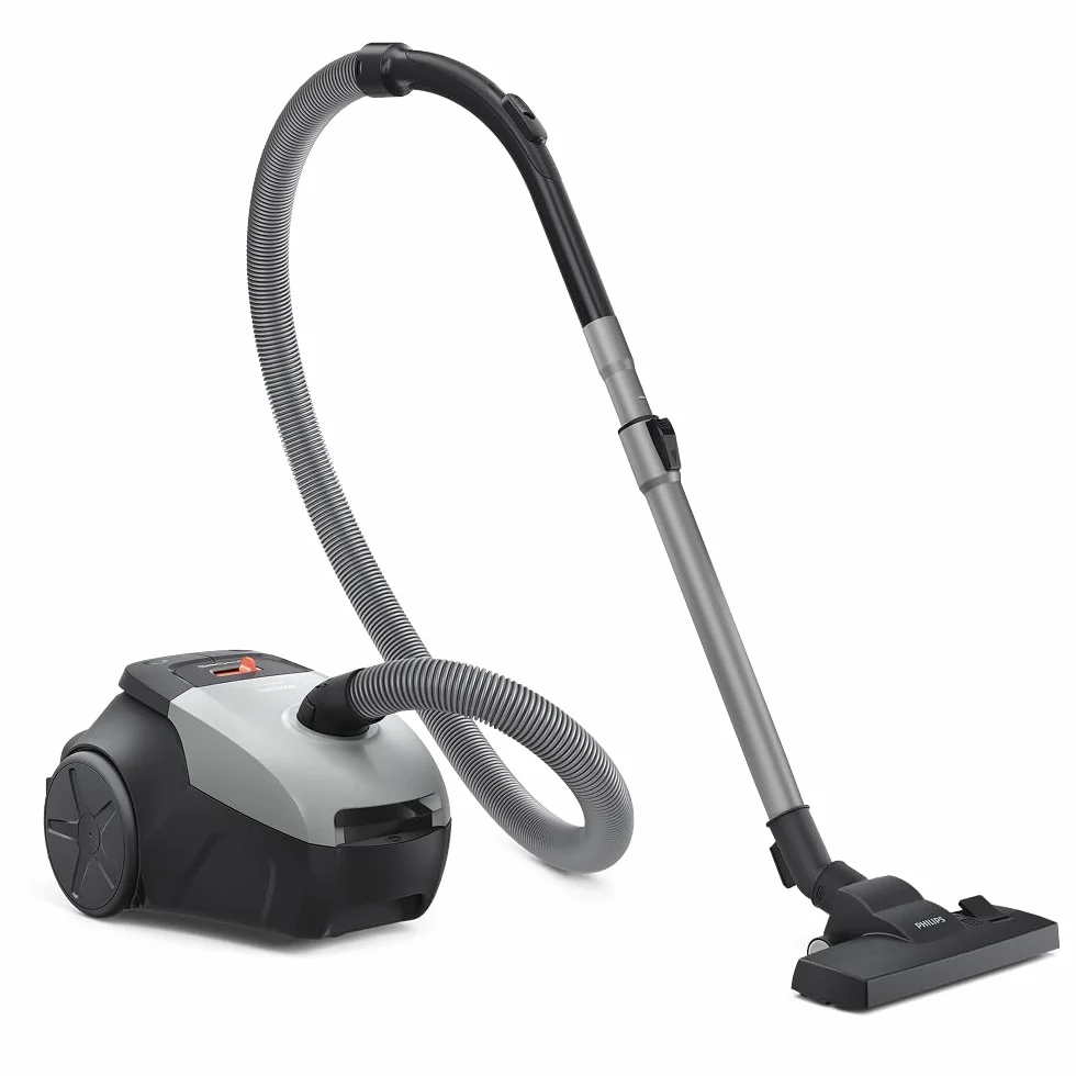 Odkurzacz workowy Philips Seria 2000 – Kompaktowy i lekki, silnik 800 W, filtr HEPA wyłapuje 99,9% kurzu, końcówka wielofunkcyjna, zasięg 9 m, duży worek na kurz (XD2142/12)