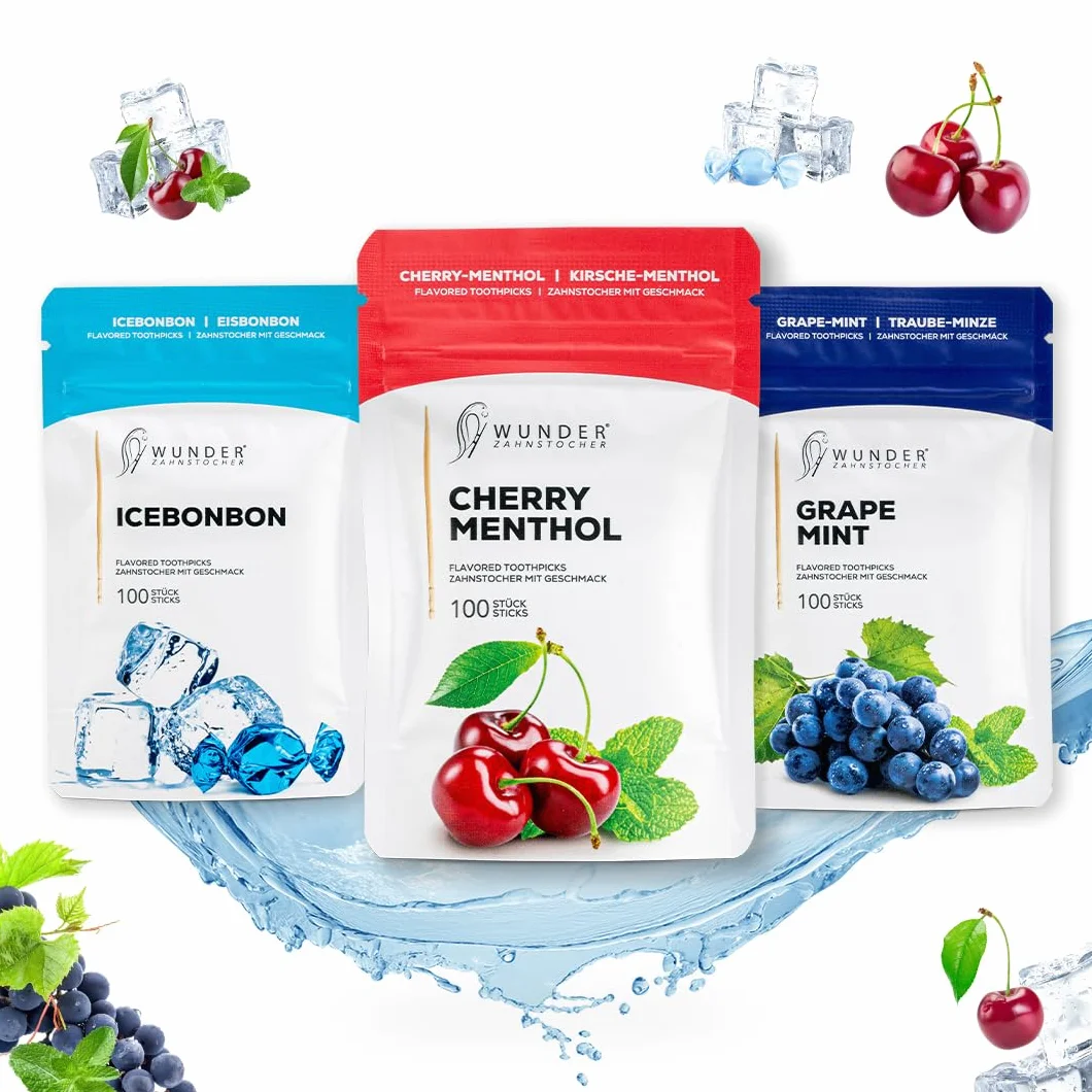 Wykałaczki Fresh Breath 3 smaki orzeźwiające aromatyczne odświeżanie oddechu