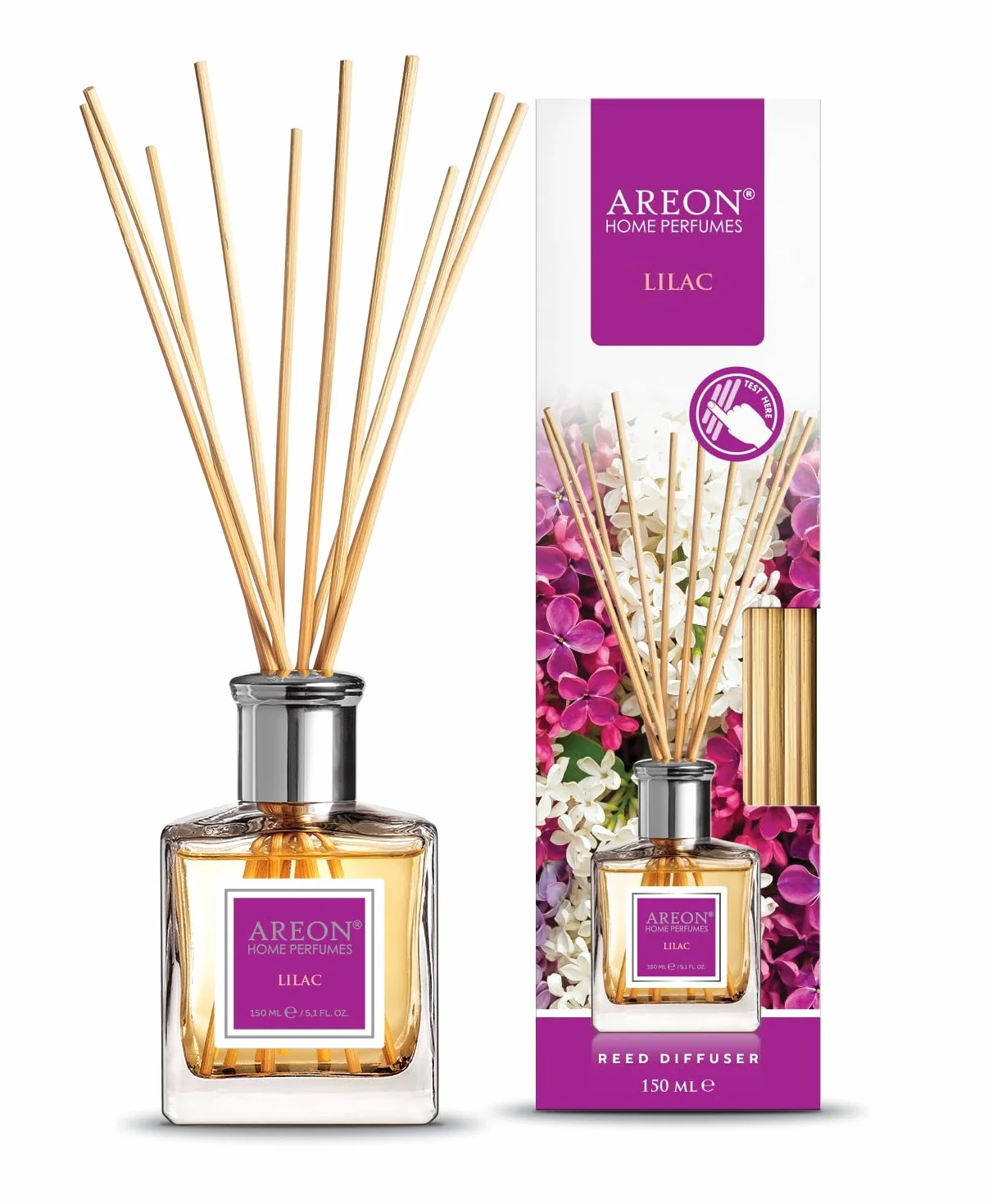 Areon Dyfuzor Reed / Lilac / 150 ml / 1 opakowanie / perfumy do domu lub biura, długotrwały aromat, zestaw do dyfuzora trzcinowego