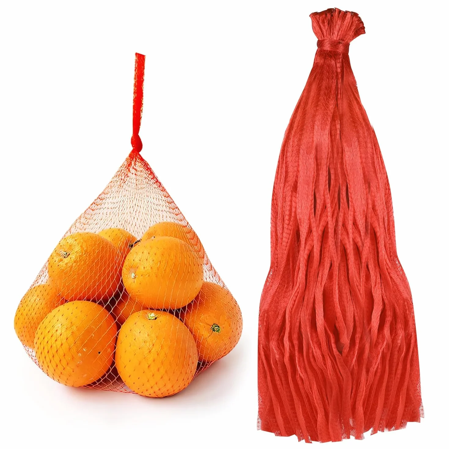 Nylonowe torby siatkowe wielokrotnego użytku, 60 cm długości, mocna torba na produkty, oddychająca torba do przechowywania cebuli ziemniaków z siatką 4 mm rozciągliwa siatka do pakowania warzyw