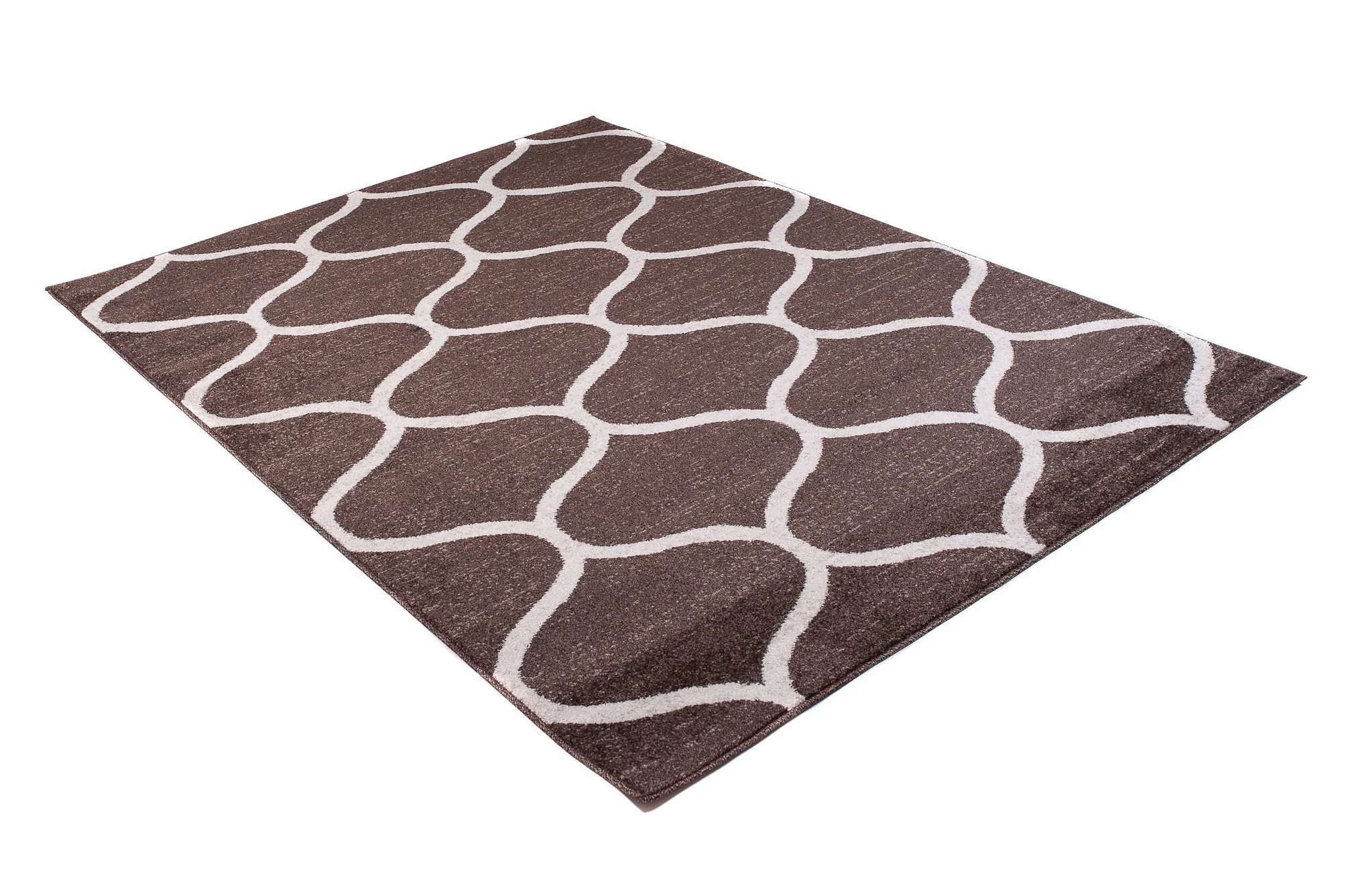 Tapiso Sari dywan z krótkim włosiem, ciemnobrązowy, kremowy, geometryczny, marokański, wzór melanżowy, do salonu, sypialni, Ökotex 220 x 320 cm