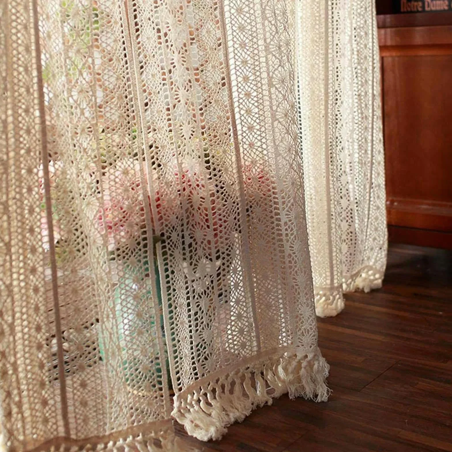 Szydełkowe bawełniane zasłony vintage dom wiejski żelazny zestaw 1 sztuka dekoracja sypialni i salonu akcesoria domowe do eleganckich wnętrz