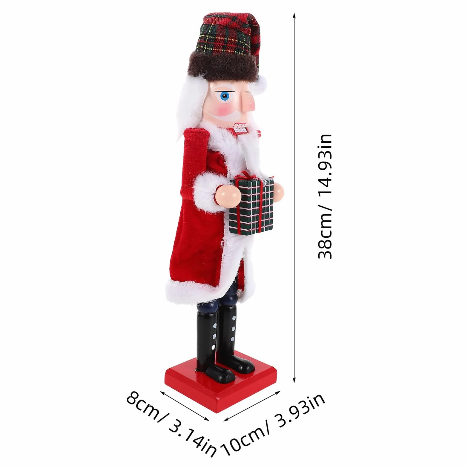 Toyvian Drewniana Figurka Dziadka Do Orzechów z Podstawką Ręcznie Malowany Żołnierz Nutcracker Dekoracja Świąteczna Stół i Półkę Trwały i Ornament Bożonarodzeniowy