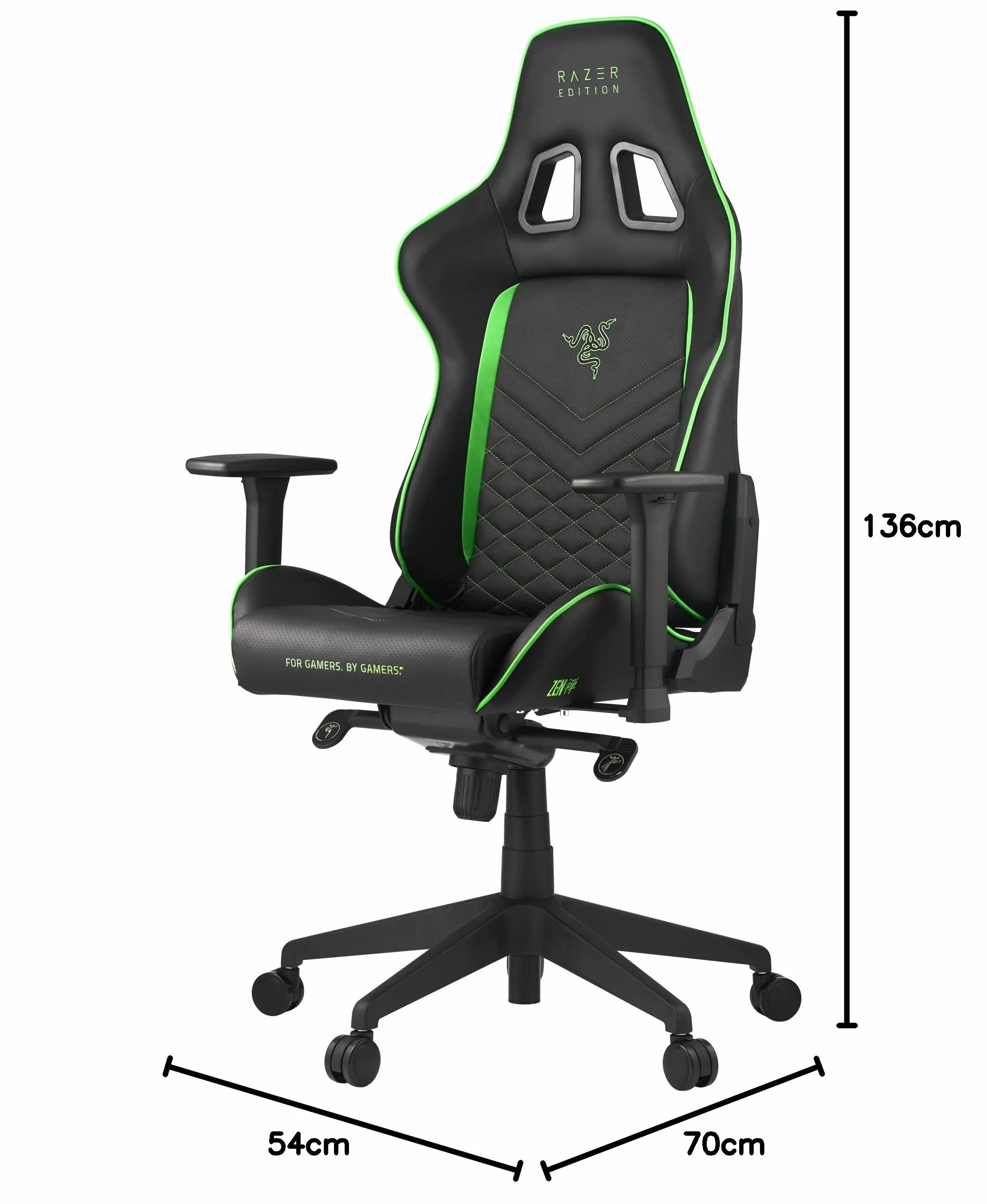 Razer Tarok Pro Krzesło Biurowe, Metal, Czarny/Zielony, 70 x 54 x 136cm