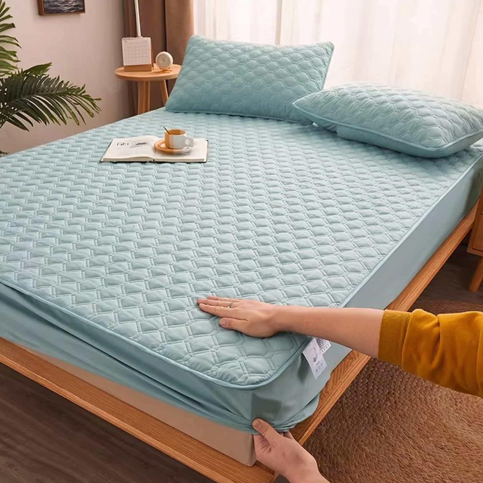 Antypoślizgowa poszewka na kołdrę niebieska 160 x 200 cm idealna na grubość 5-25 cm ochraniacz na pościel idealny do wystroju domu i komfortu