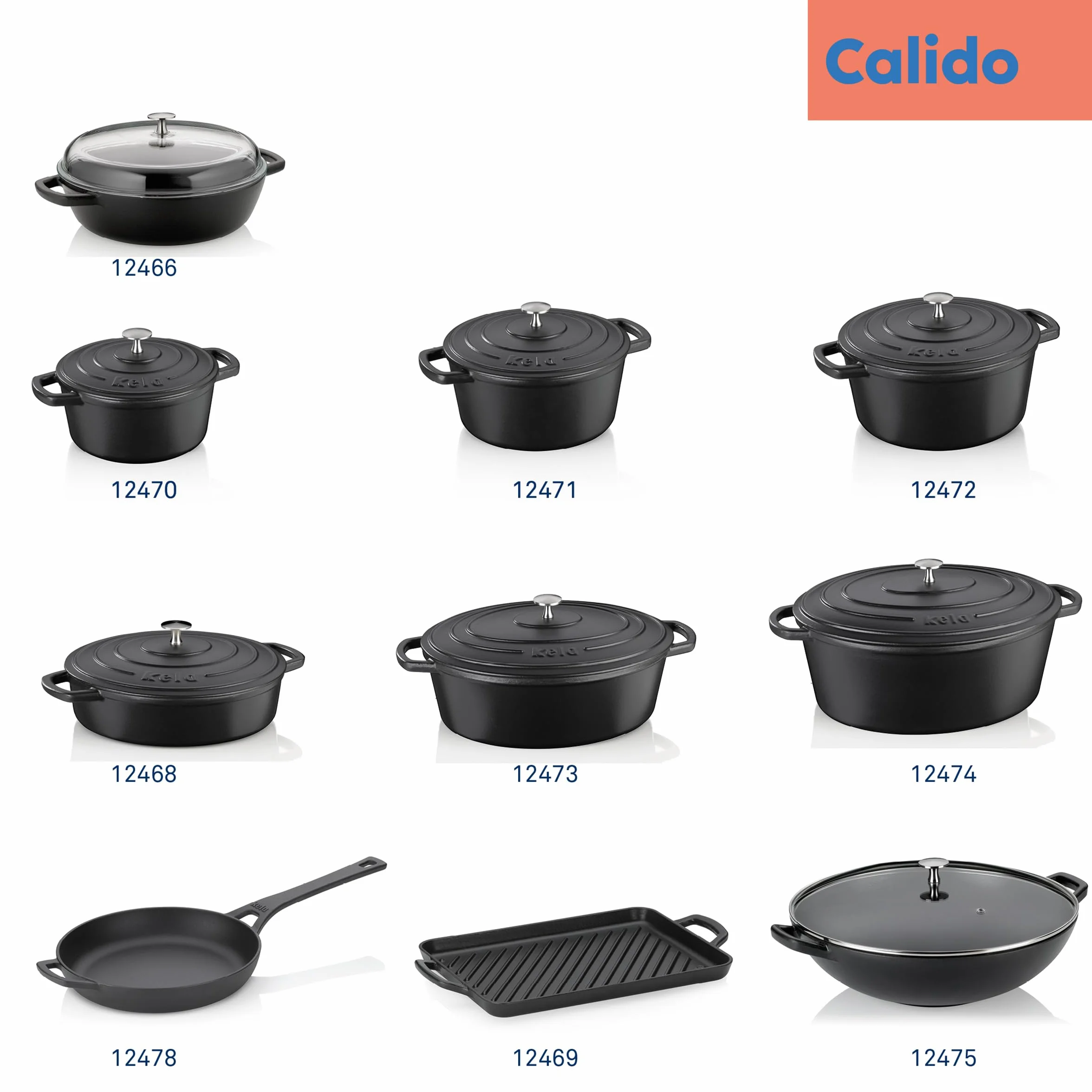 Kela Calido 12474 Brytfanna z Pokrywką, Żeliwo, Powłoka Emaliowana, Wysoka Akumulacja Ciepła, Nadaje Się do Płyt Indukcyjnych, 9,5 L, Czarny, Owalny, Calido