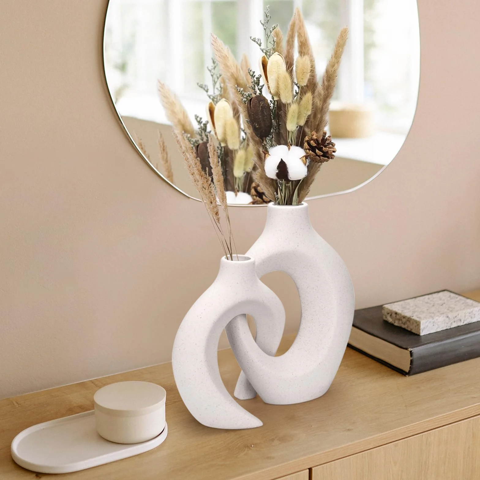 Ceramiczny Wazon, Designerski Wazon, Biały Wazon Na Kwiaty, Nowoczesna Dekoracja Wazonu Stołowego