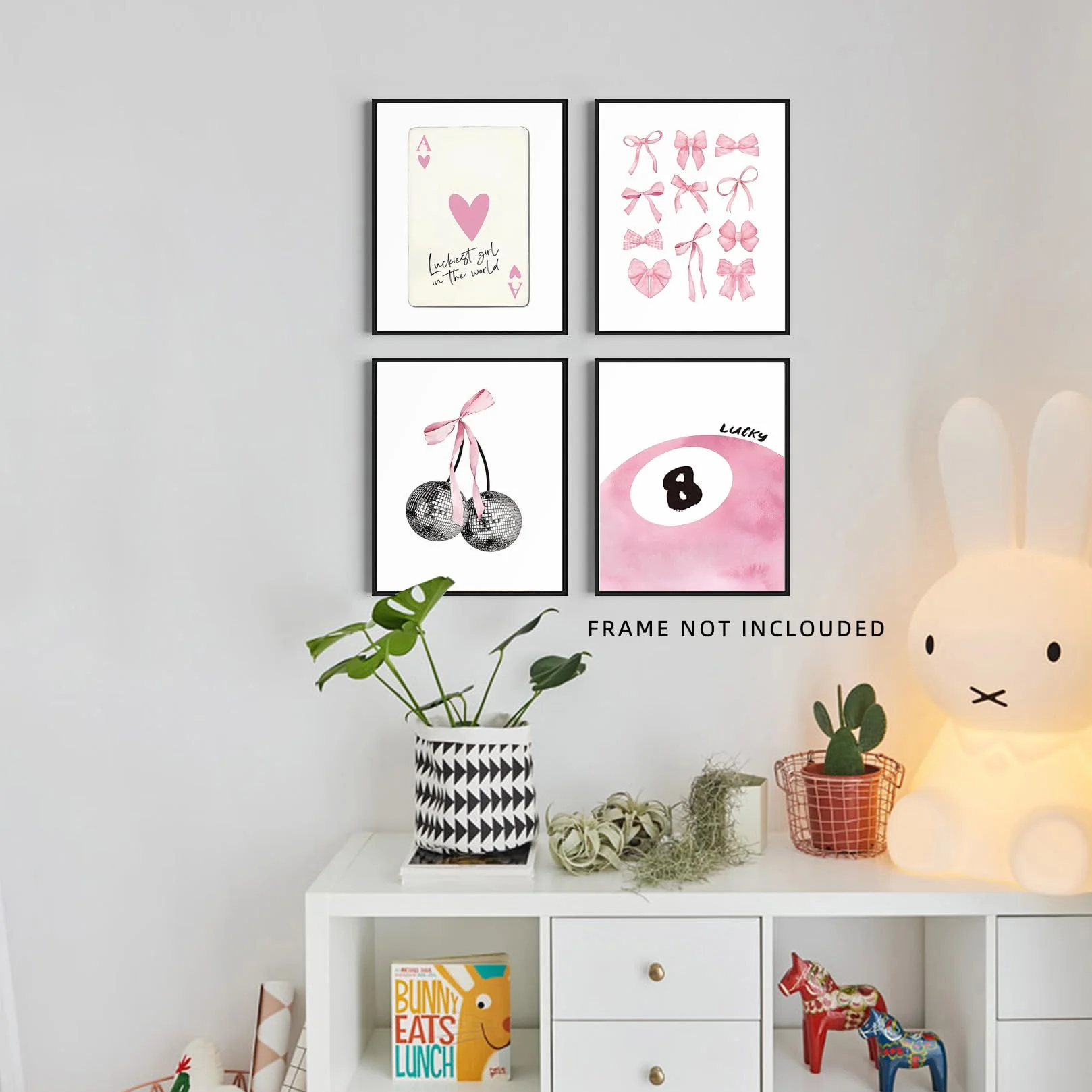 Plakat 20x25 cm zestaw 4 sztuk różowy wystrój pokoju wydruki ścienne dla nastolatek