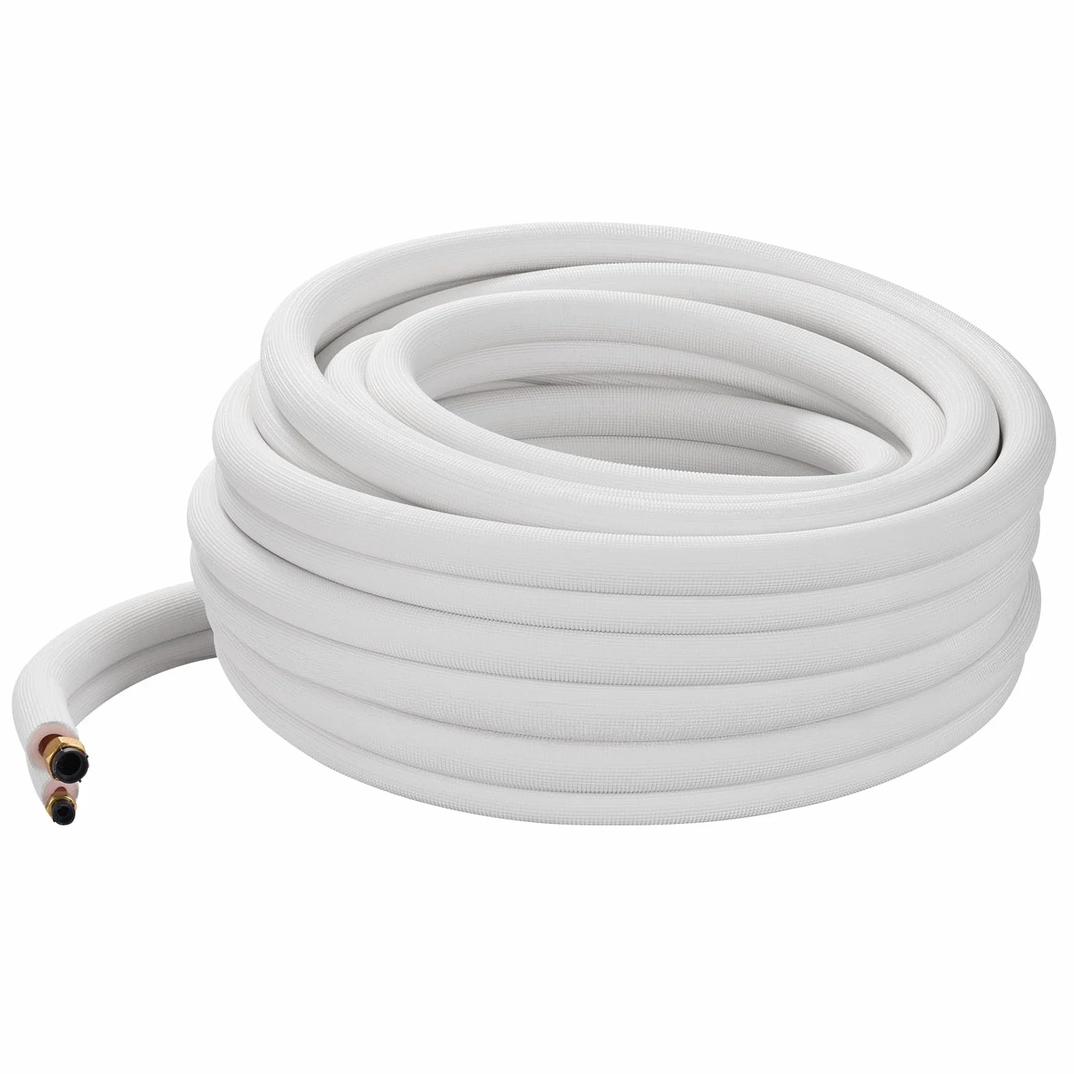 VEVOR Zestaw mini linii rozdzielających 30,5 m, rura miedziana 9,5 i 15,9 mm OD AC, 3/8 biała pogrubiona izolowana cewka PE z rozkloszowanymi nakrętkami, taśmami taśmowymi, do mini klimatyzatora HVAC
