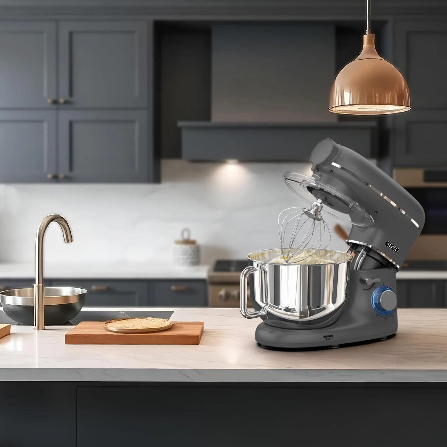 Młynek do ciasta z maszynką do makaronu – 2000W – mieszarka z maszynką do makaronu elektryczna – pasta maker - 6,2L stalowa misa do mieszania (szary)