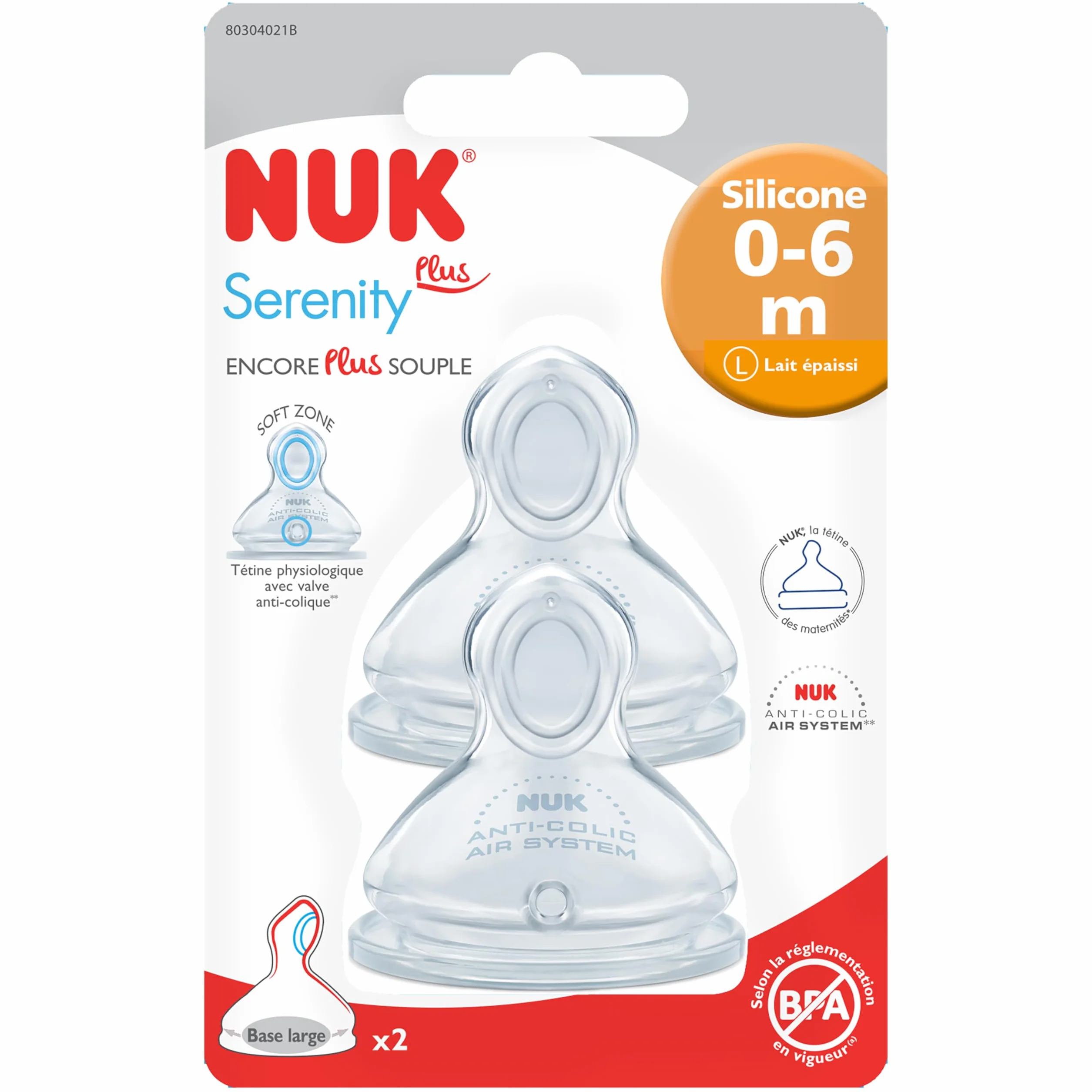 NUK Smoczki silikonowe Rozmiar 0-6 miesięcy Zagęszczone mleko - Rozmiar L - Opakowanie 2 szt