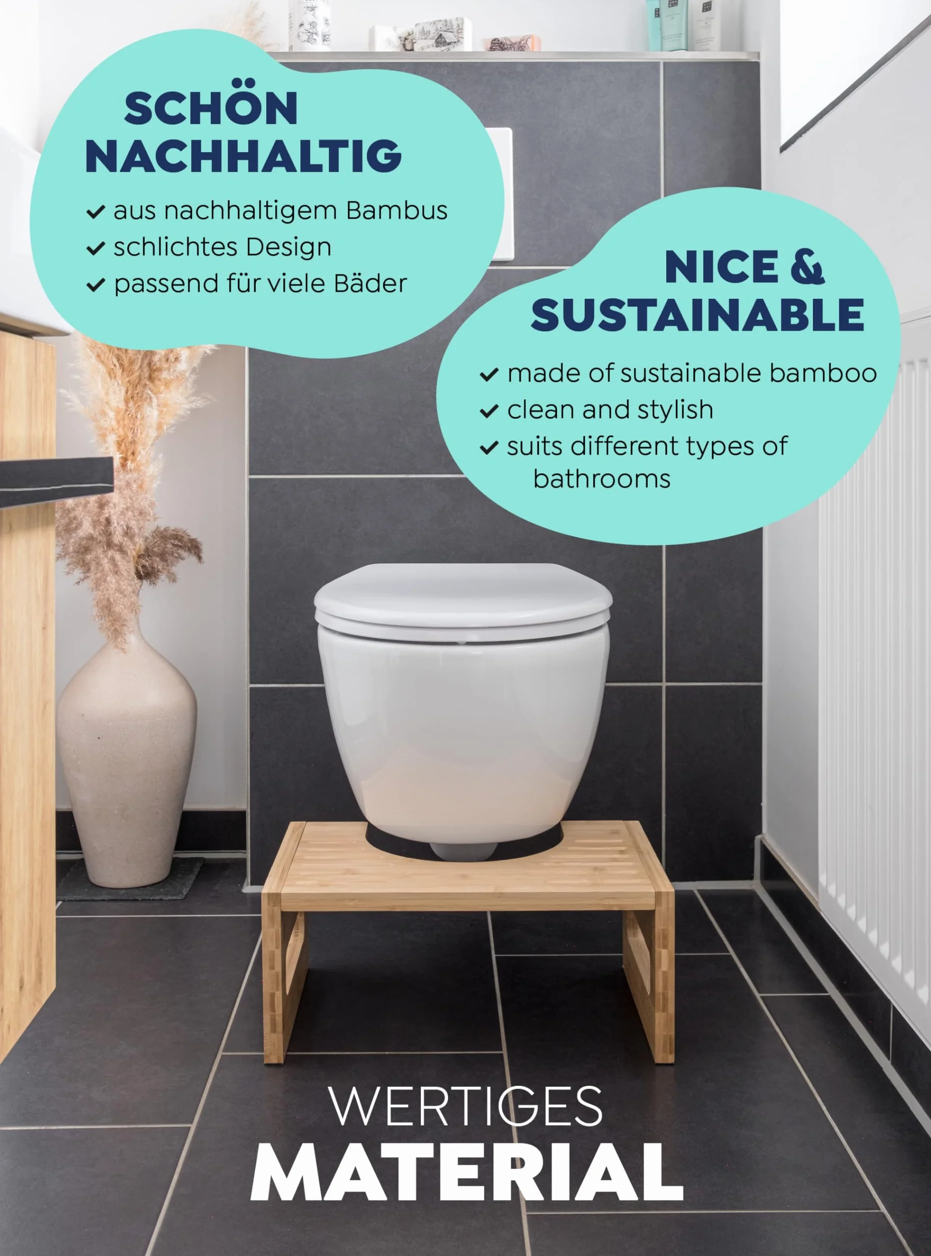 Rubberneck Taboret Toaletowy Bamboo Naturalne Krzesło Kucanie Zdrowie Jelita Antypoślizgowy