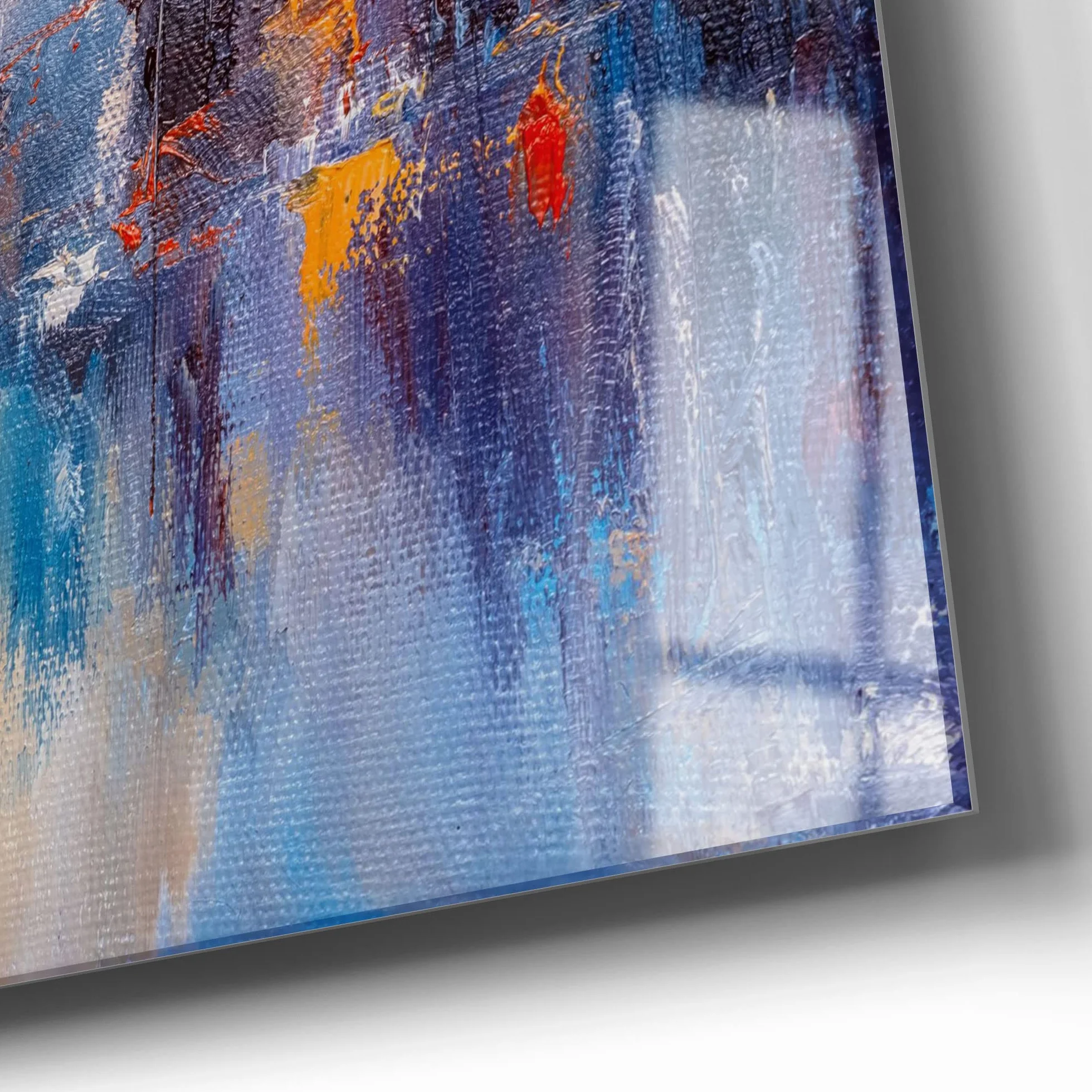 DEQORI Szklany zegar | pionowy 60 x 30 cm | motyw drapaczy chmur na wodzie | duży designerski zegar XXL | cichy zegar ścienny do salonu i kuchni | nowoczesny zegar na ścianę